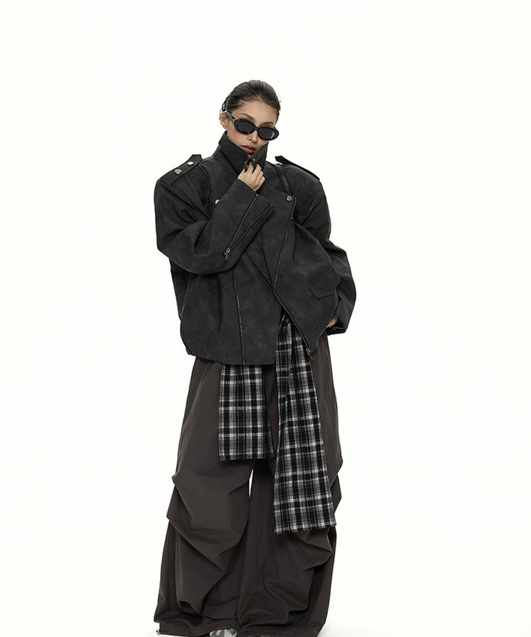 野生zero可拆卸屁帘阔腿休闲裤女秋季美式复古辣妹显瘦工装长裤子