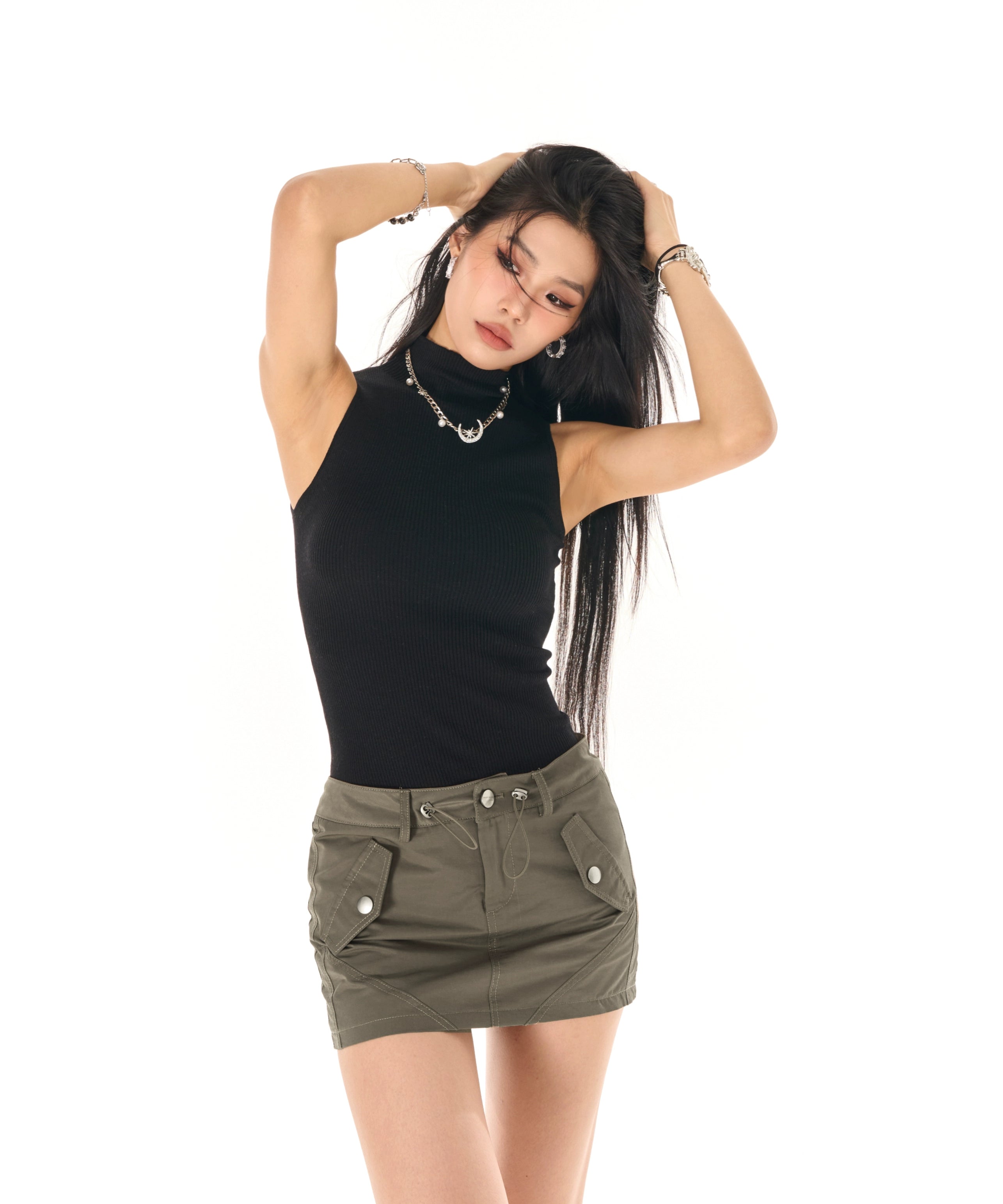 野生zerocircle白灰色半身裙女春夏设计感低腰修身显瘦辣妹短裙子