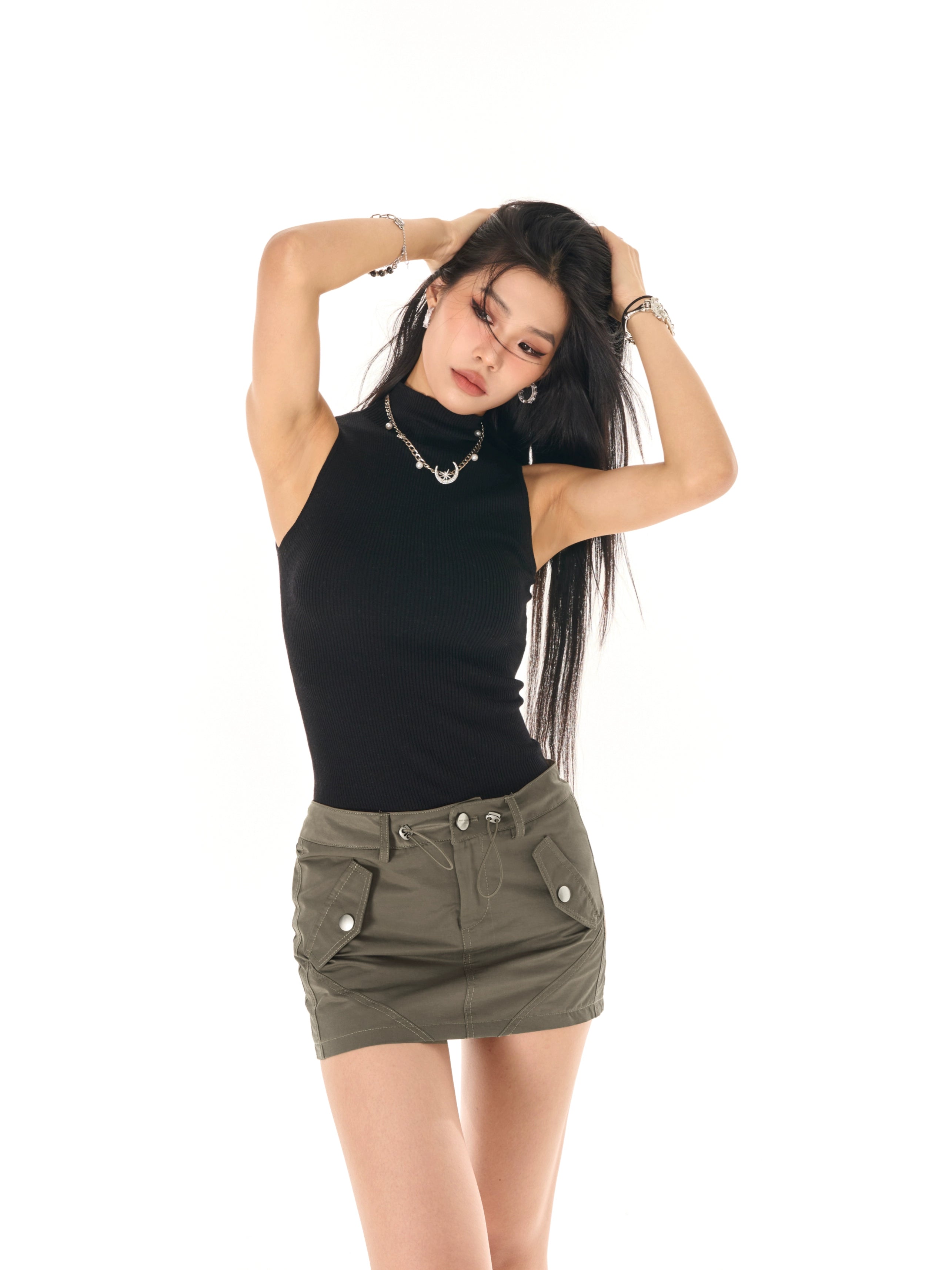 野生zerocircle白灰色半身裙女春夏设计感低腰修身显瘦辣妹短裙子