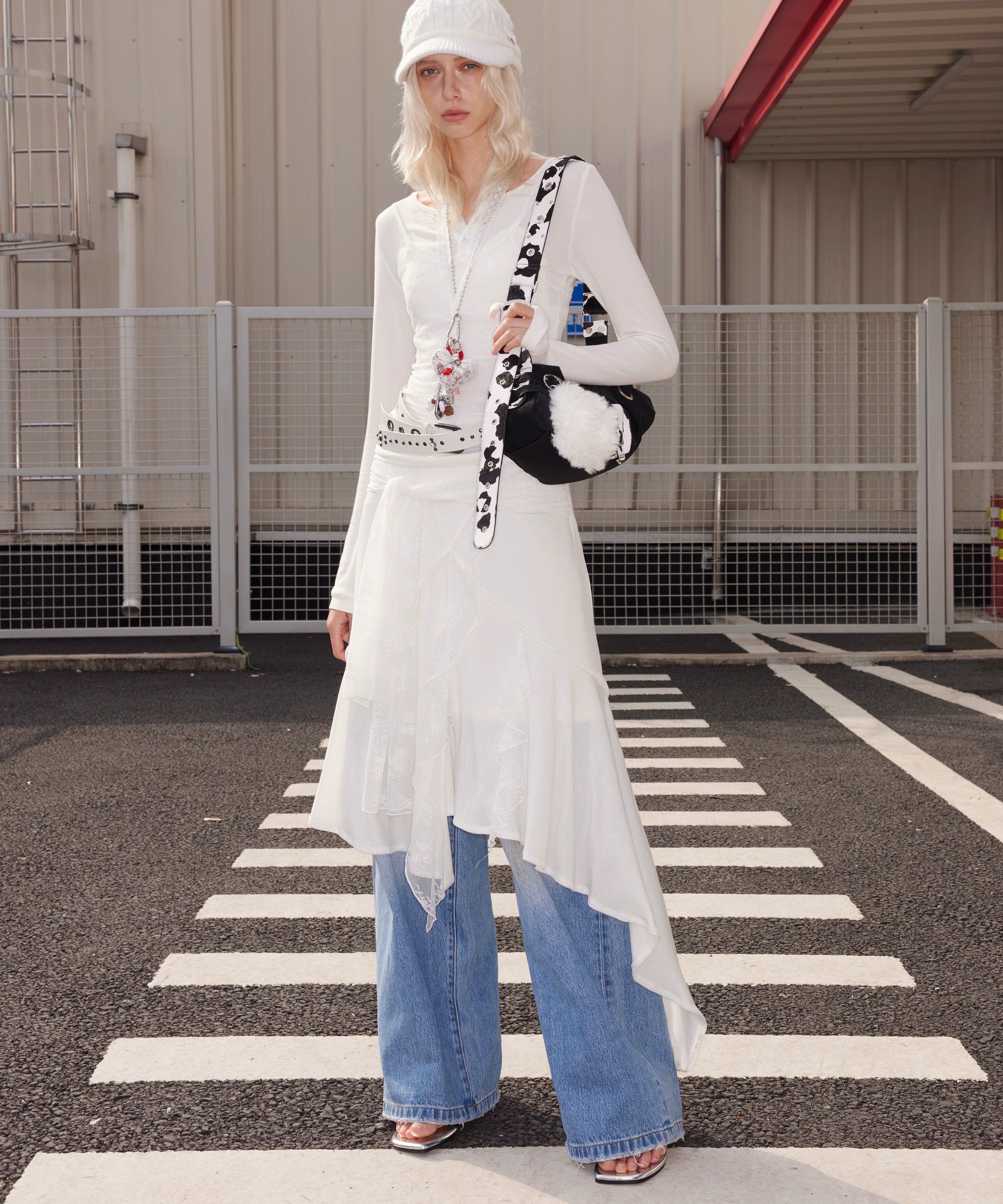 2th Desire莱赛尔蕾丝撞色拼接真两件羊毛针织长袖打底内搭上衣女