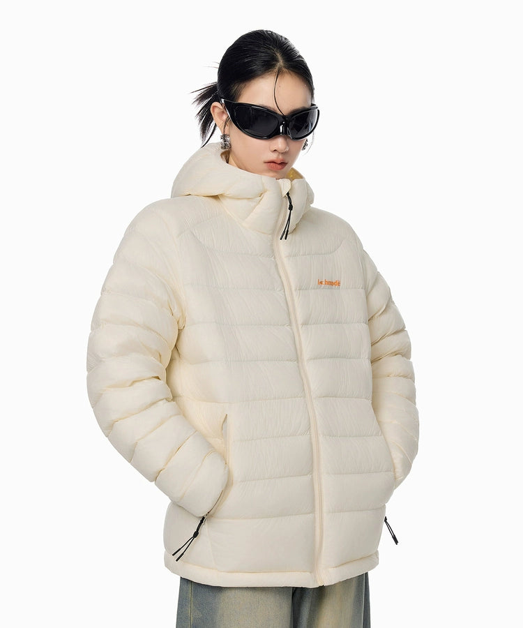 ICH MODE 美式复古90白鸭绒排骨羽绒服女冬季轻薄防寒连帽短外套