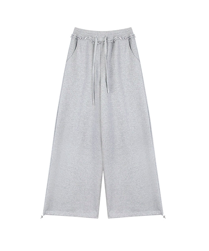 野生zero白黑灰色休闲裤女秋冬显瘦宽松慵懒风松弛感阔腿直筒裤子