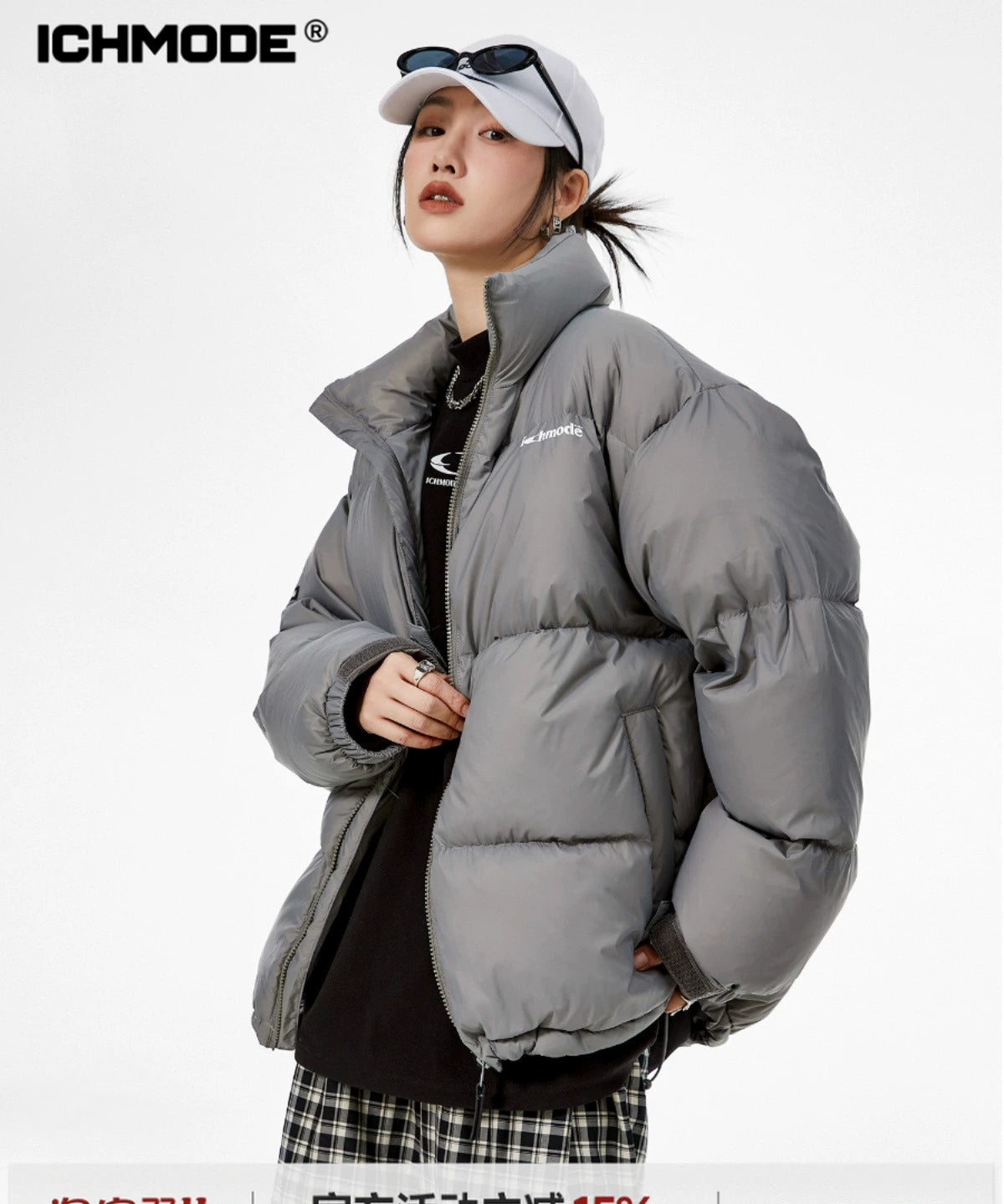 ICH MODE 美式复古90白鸭绒轻薄羽绒服女冬季2025新款宽松面包服