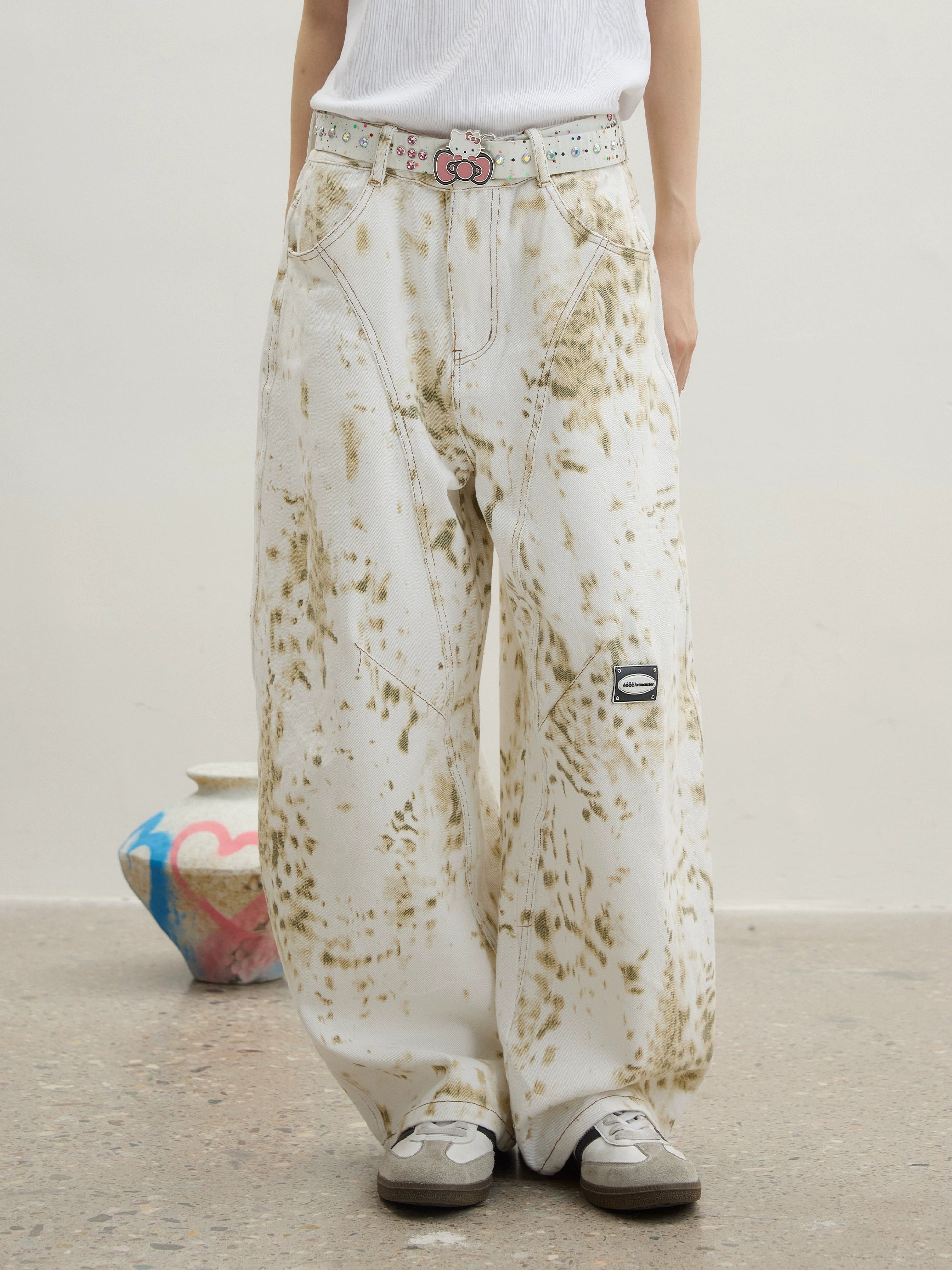 “观兽”| eeee小众设计感雪豹工装裤斑驳豹纹潮流长裤阔腿休闲裤