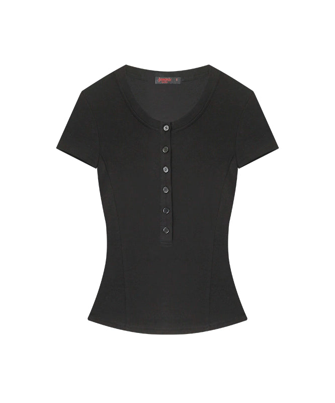 野生zero 白黑灰色正肩短袖t恤女夏季辣妹修身显瘦内搭半开领上衣