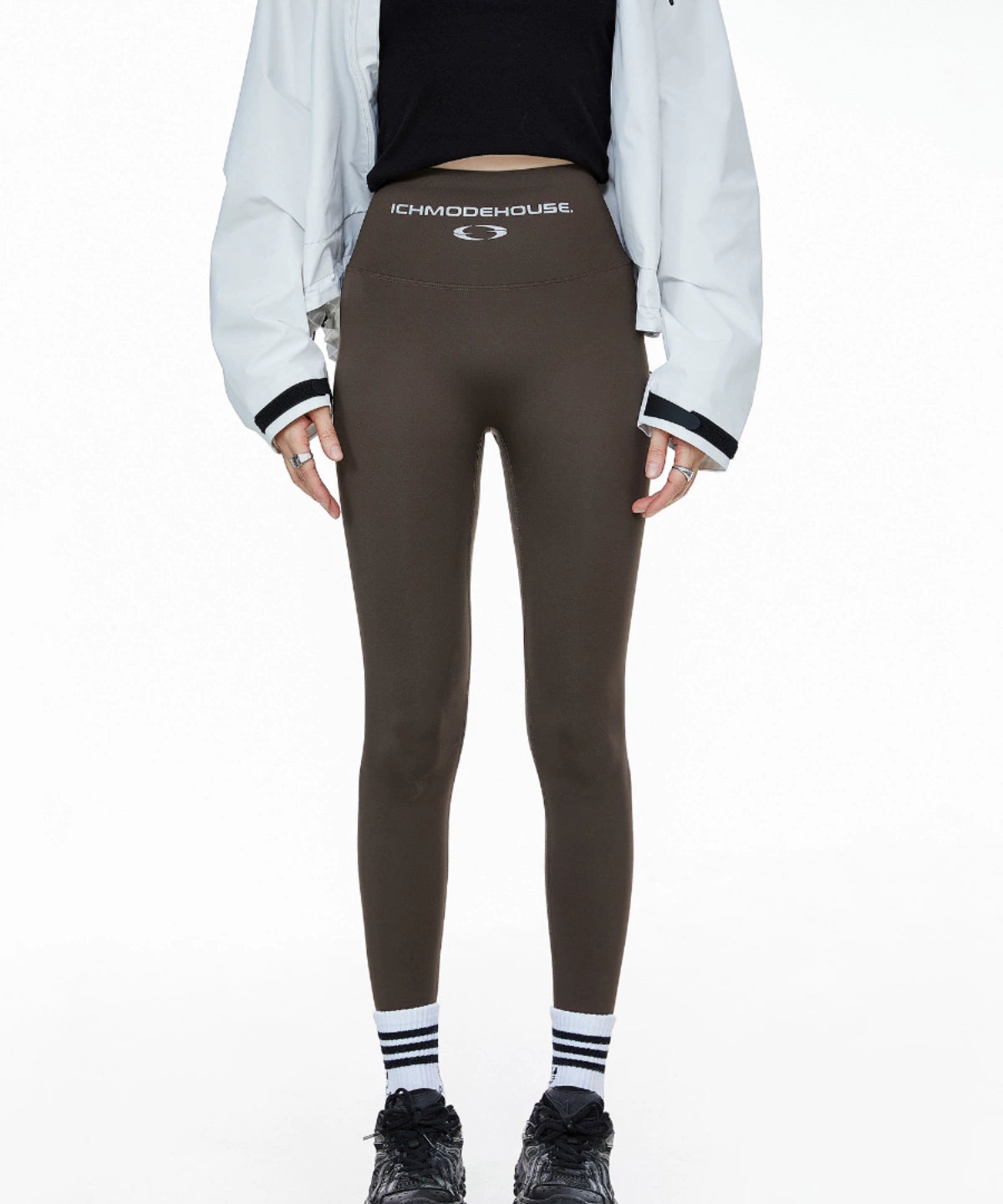 ICH MODE 美式修身打底裤女户外骑行裤复古高腰鲨鱼裤运动瑜伽裤