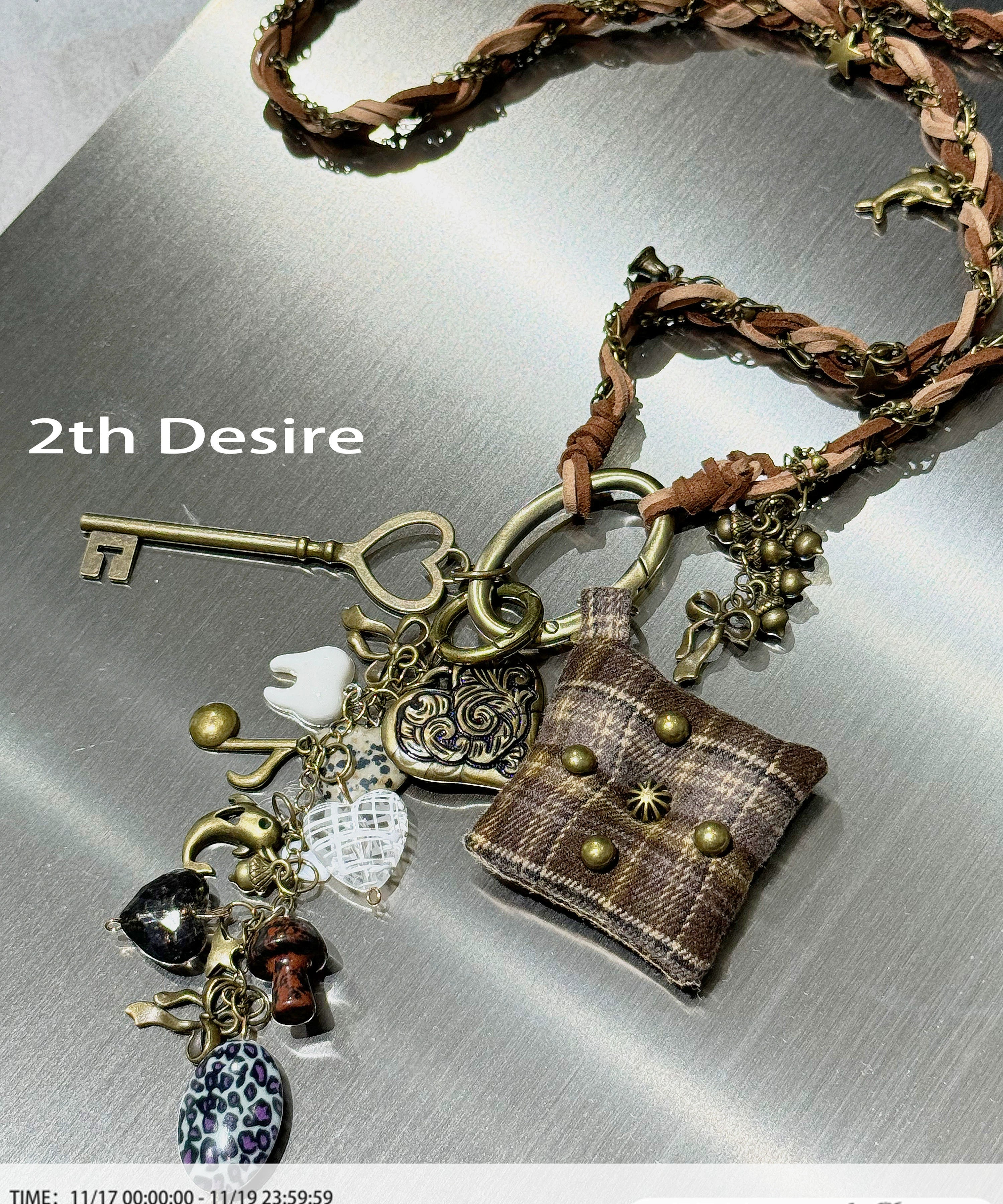 2th Desire原创手工编织百搭小众设计感朋克长款项链毛衣链包挂链