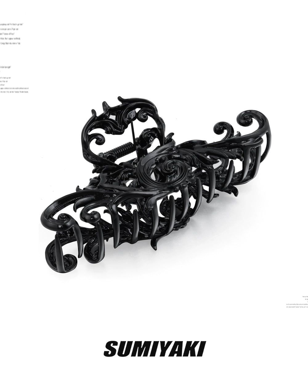 枪黑发饰！SUMIYAKI 法式复古立体雕花鲨鱼夹精致通勤百搭发饰