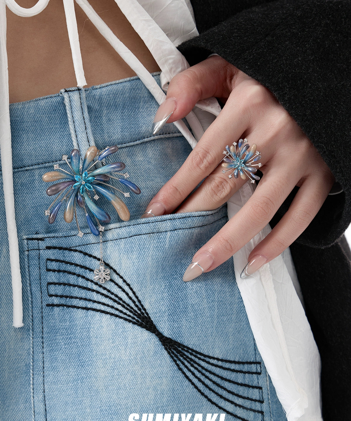 人手一个! SUMIYAKI 纯手工烟花胸针春夏包挂西装外套别针配饰女