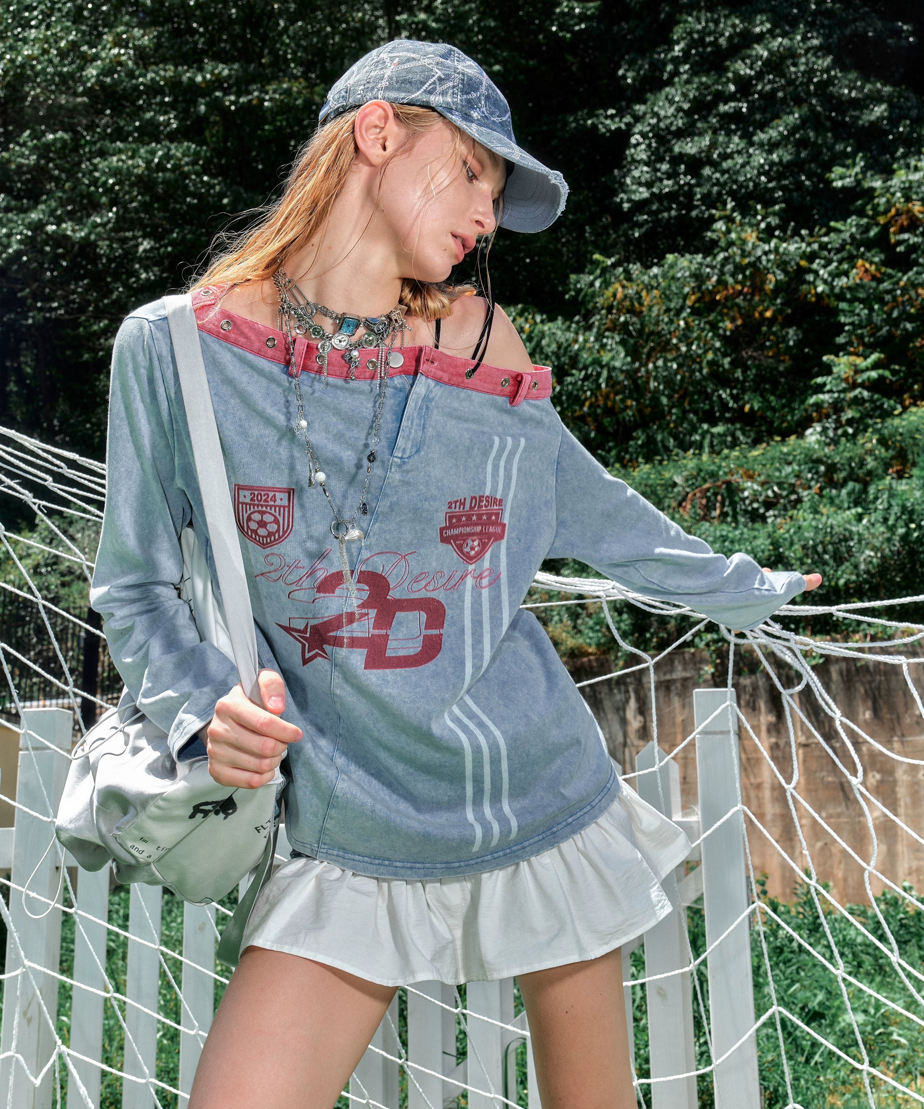 2th Desire做旧洗毛边刺绣棒球帽迷彩牛仔印花破旧可调节弯檐帽子