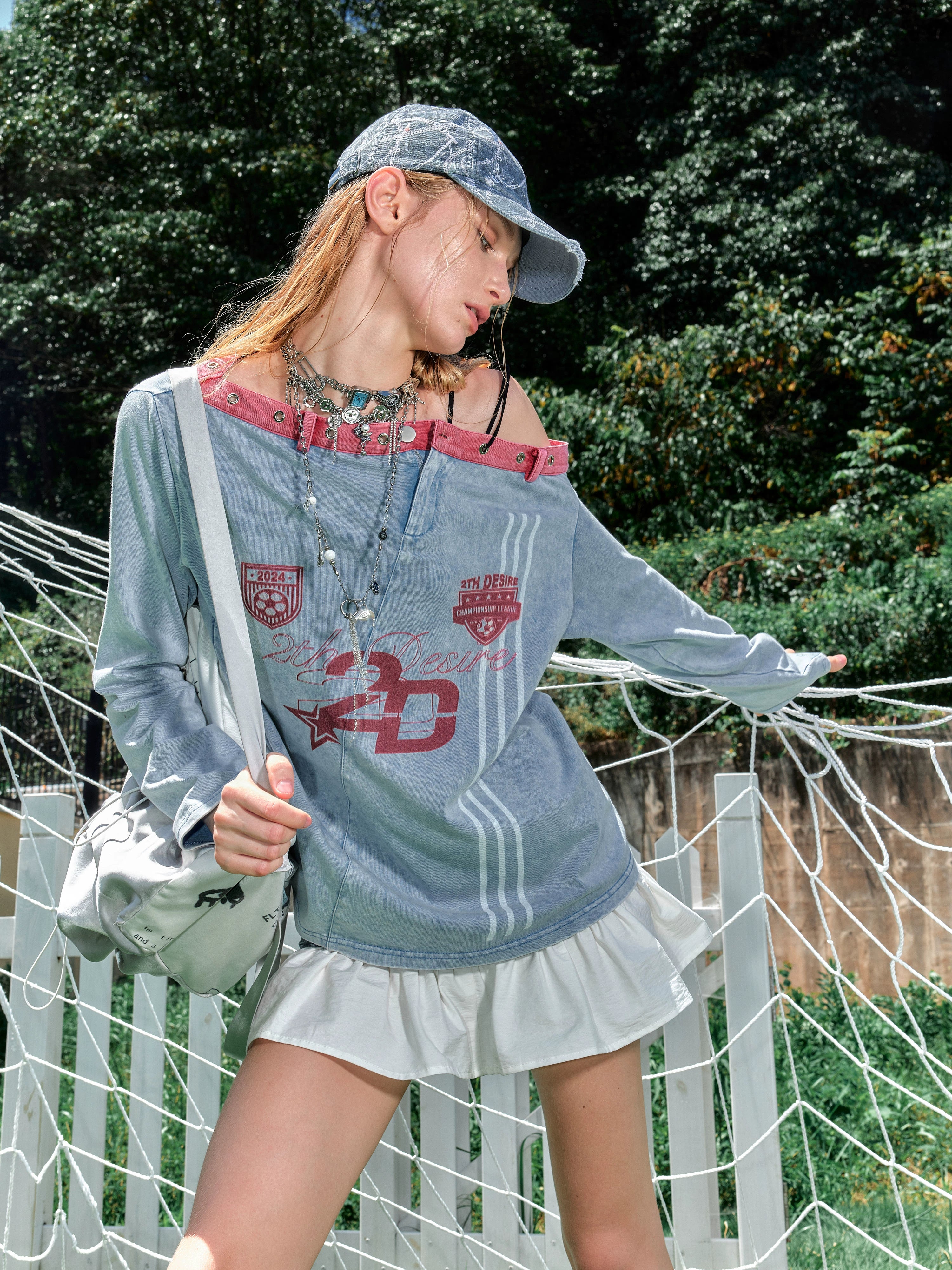 2th Desire做旧洗毛边刺绣棒球帽迷彩牛仔印花破旧可调节弯檐帽子