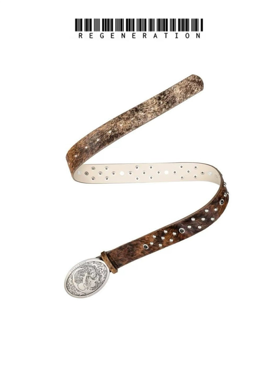 【Gai/布瑞吉/脆皮/李大奔/杨和苏同款】RZ 进口头层马毛龙虎皮带