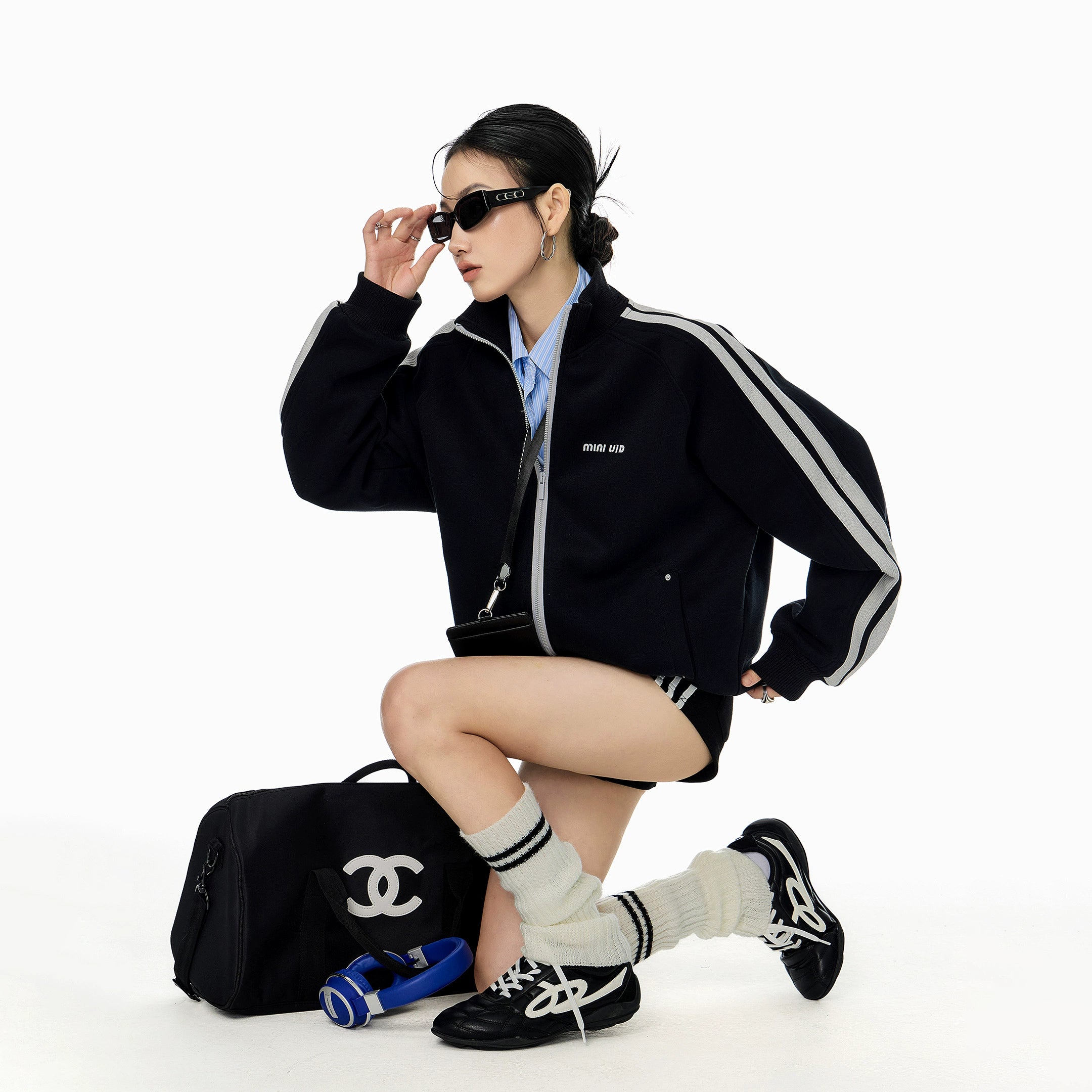 ICH MODE 美式复古卫衣外套女秋冬2025新款宽松休闲运动开衫上衣