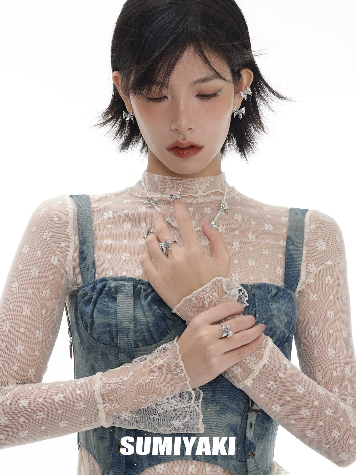 纯银蝴蝶回归！SUMIYAKI原创设计异度蝴蝶戒指 清透蓝色蝴蝶对戒