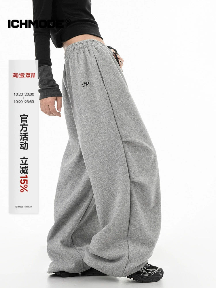 ICH MODE 美式伞兵运动裤卫裤女宽松工装裤直筒阔腿裤休闲裤新品