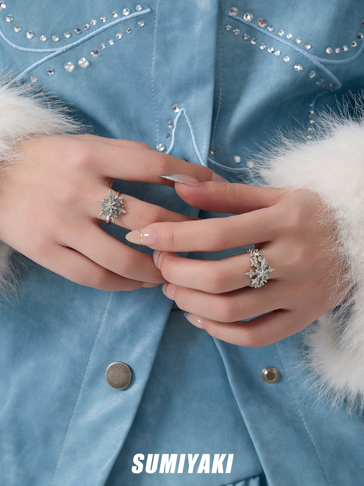 摸鱼神器! SUMIYAKI 会旋转的雪花开口戒指小众高级感 好看又好玩