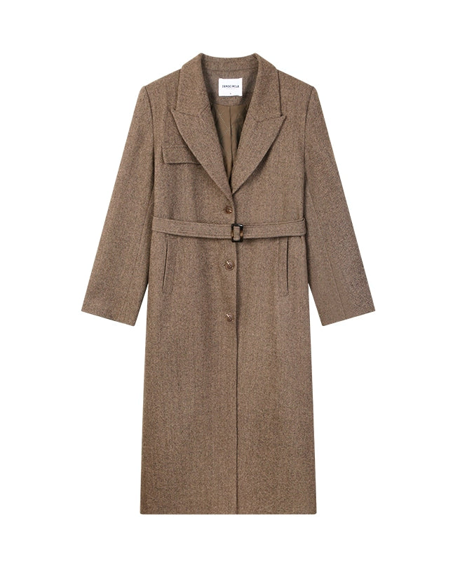 野生zerocircle灰色正肩西装式羊毛呢大衣女冬高级感加厚长款外套