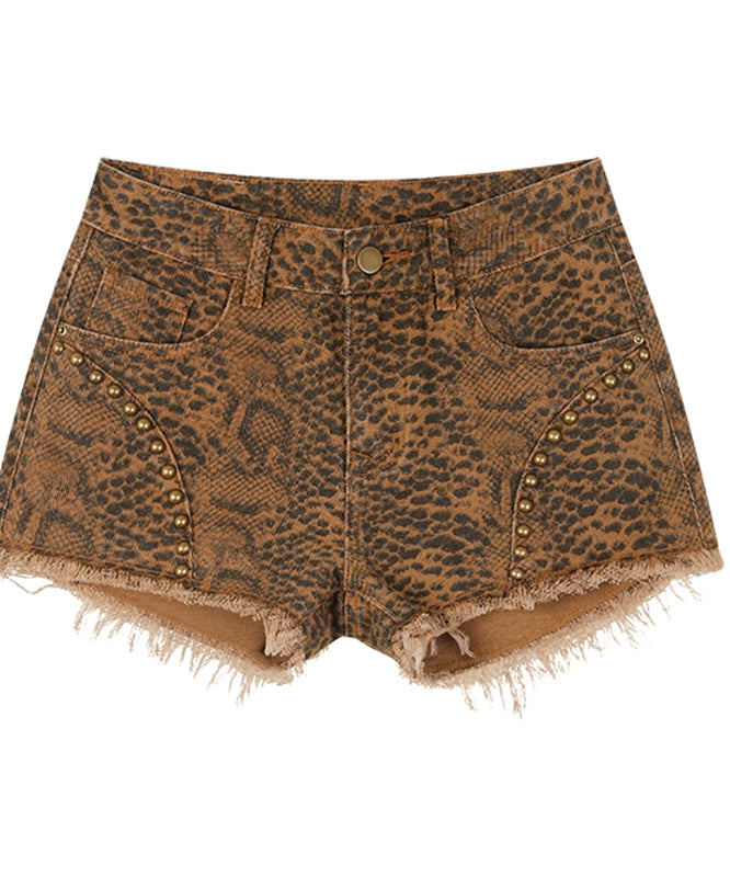 野生zerocircle休闲短裤女夏季季辣妹设计感小众修身显瘦蛇纹裤子