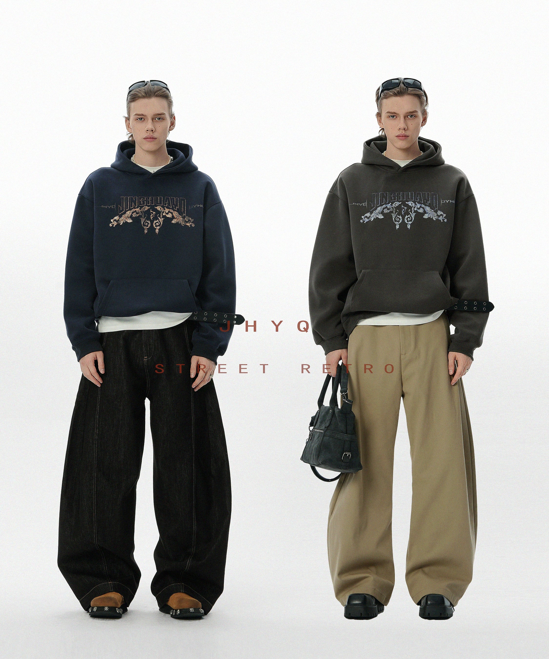 青花瓷丨JHYQ秋季新款400G重磅连帽卫衣男休闲百搭套头情侣帽衫