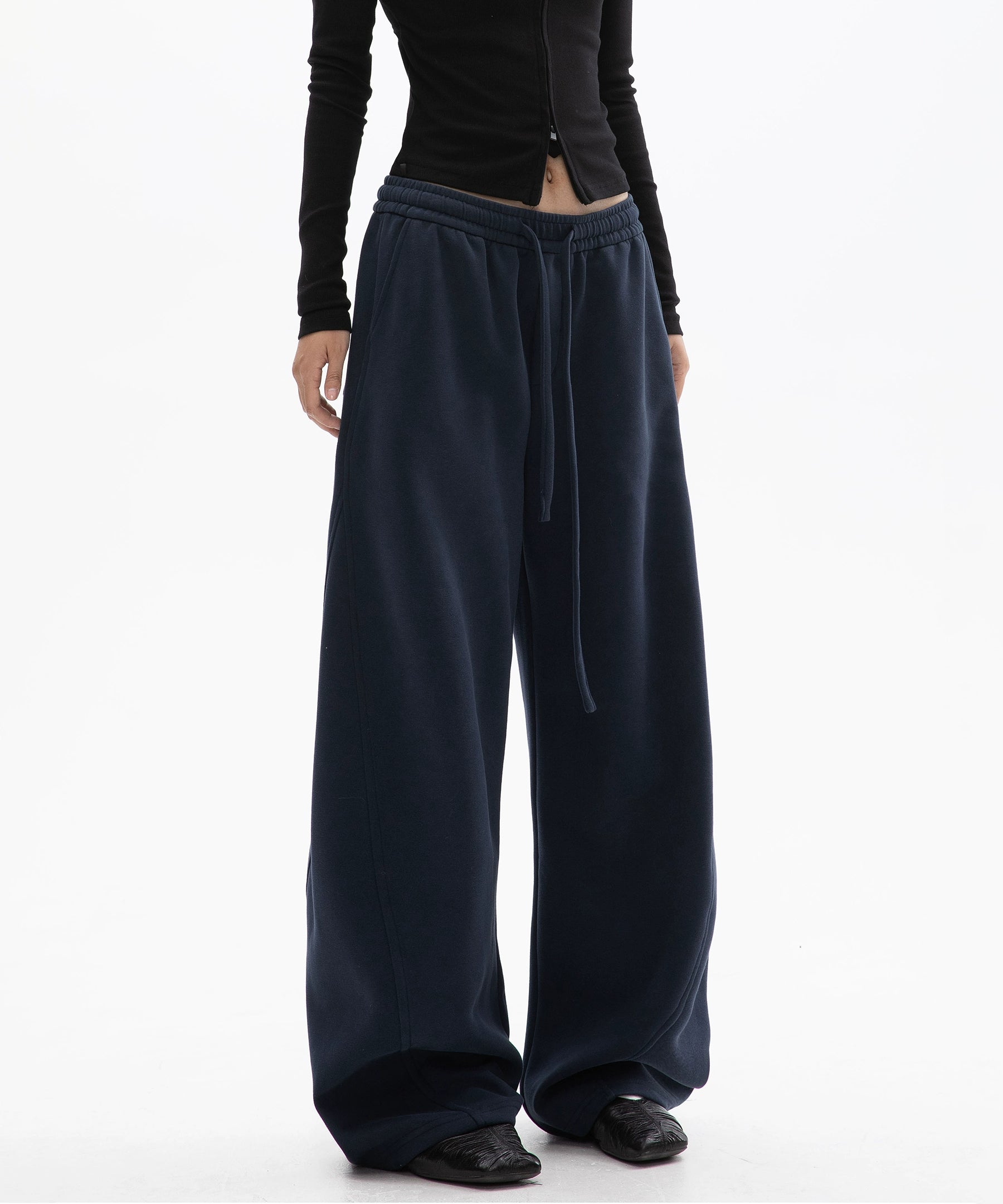 ICH MODE 美式加绒休闲裤女秋冬新款运动卫裤宽松直筒百搭阔腿裤