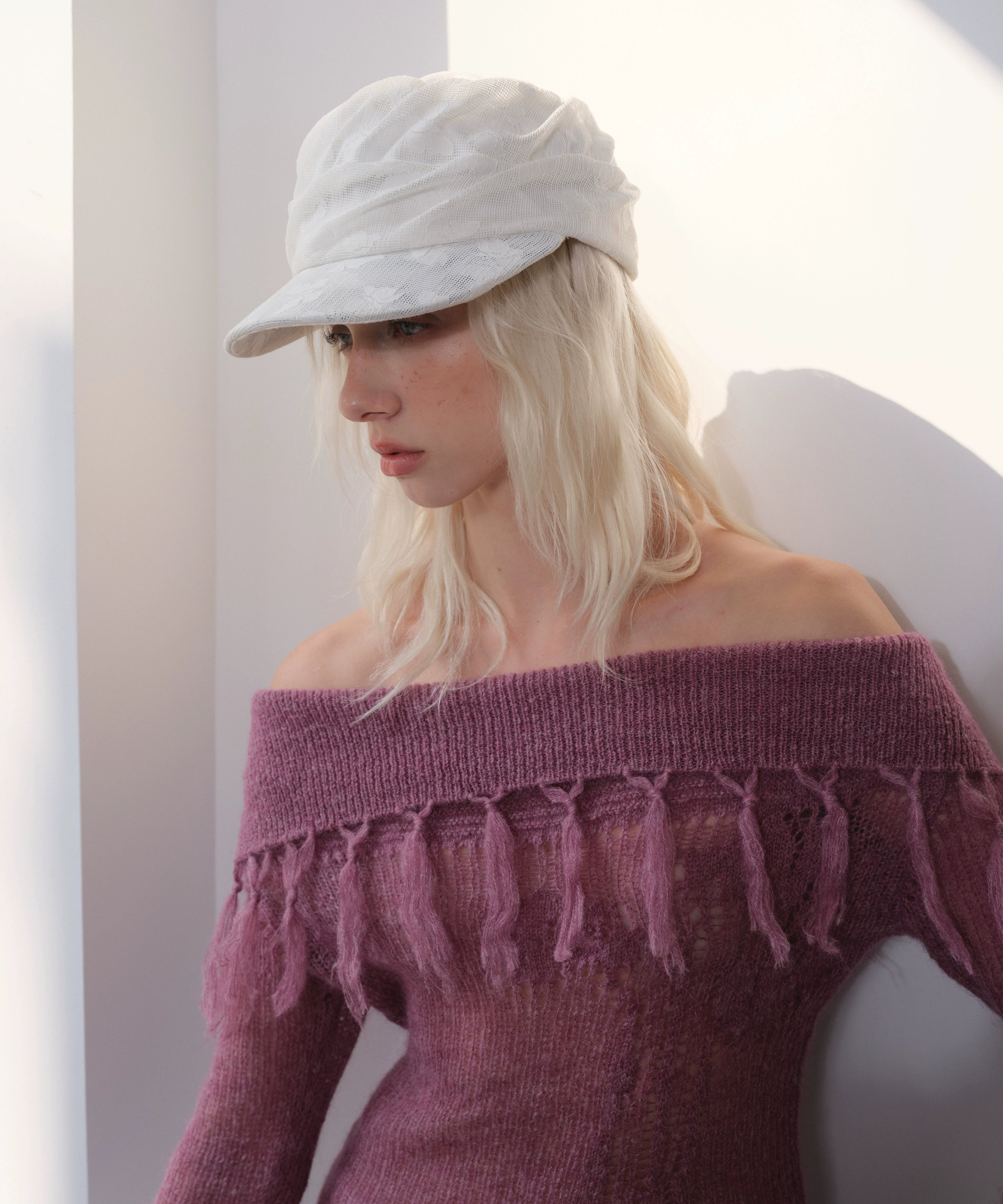 2th Desire蕾丝复古小众扭扭褶皱轻薄透气报童帽大头围堆堆帽