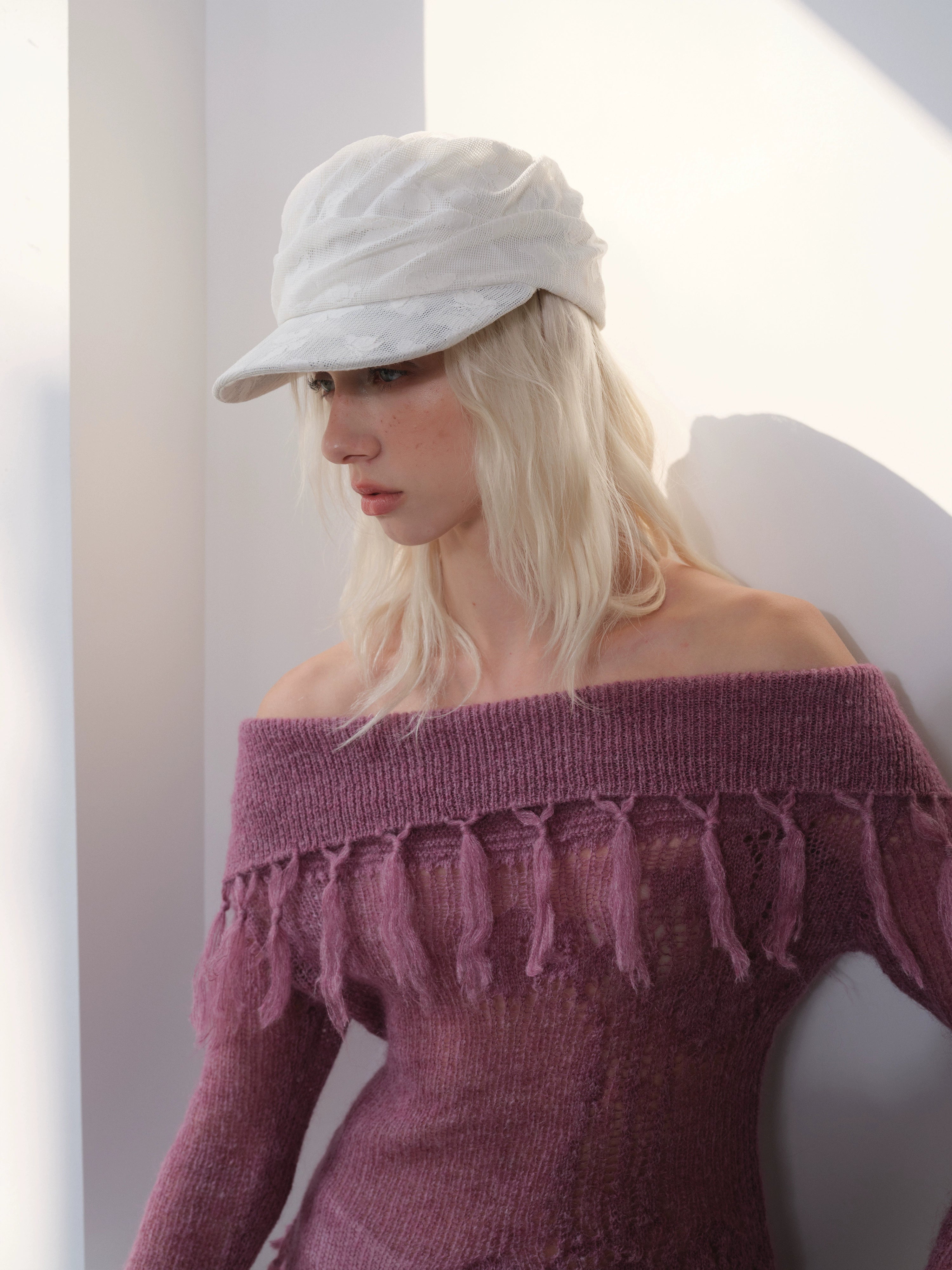 2th Desire蕾丝复古小众扭扭褶皱轻薄透气报童帽大头围堆堆帽