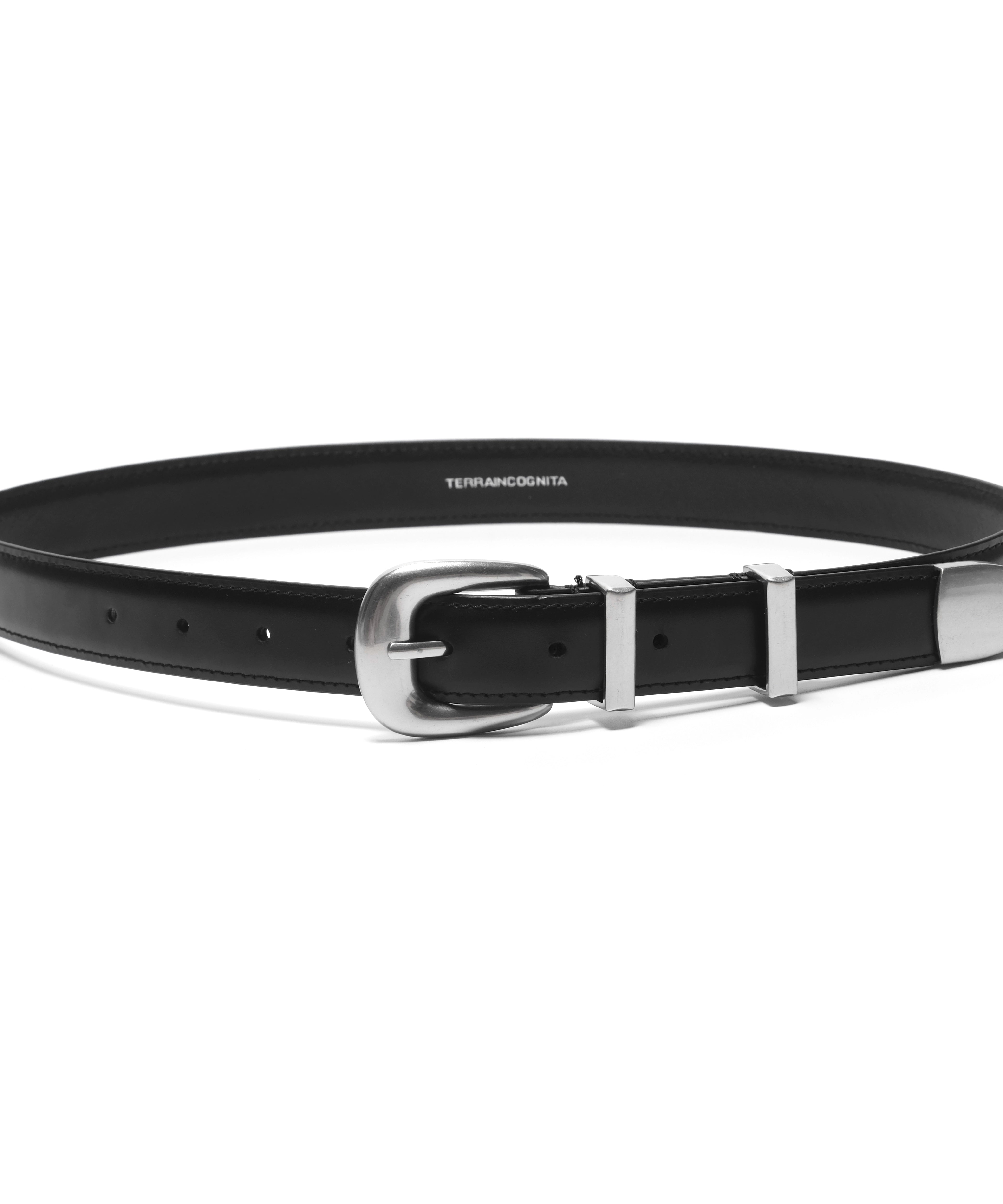 头层牛皮/棕麂皮银扣复古老钱风细款男女腰带TERRAINCOGNITA