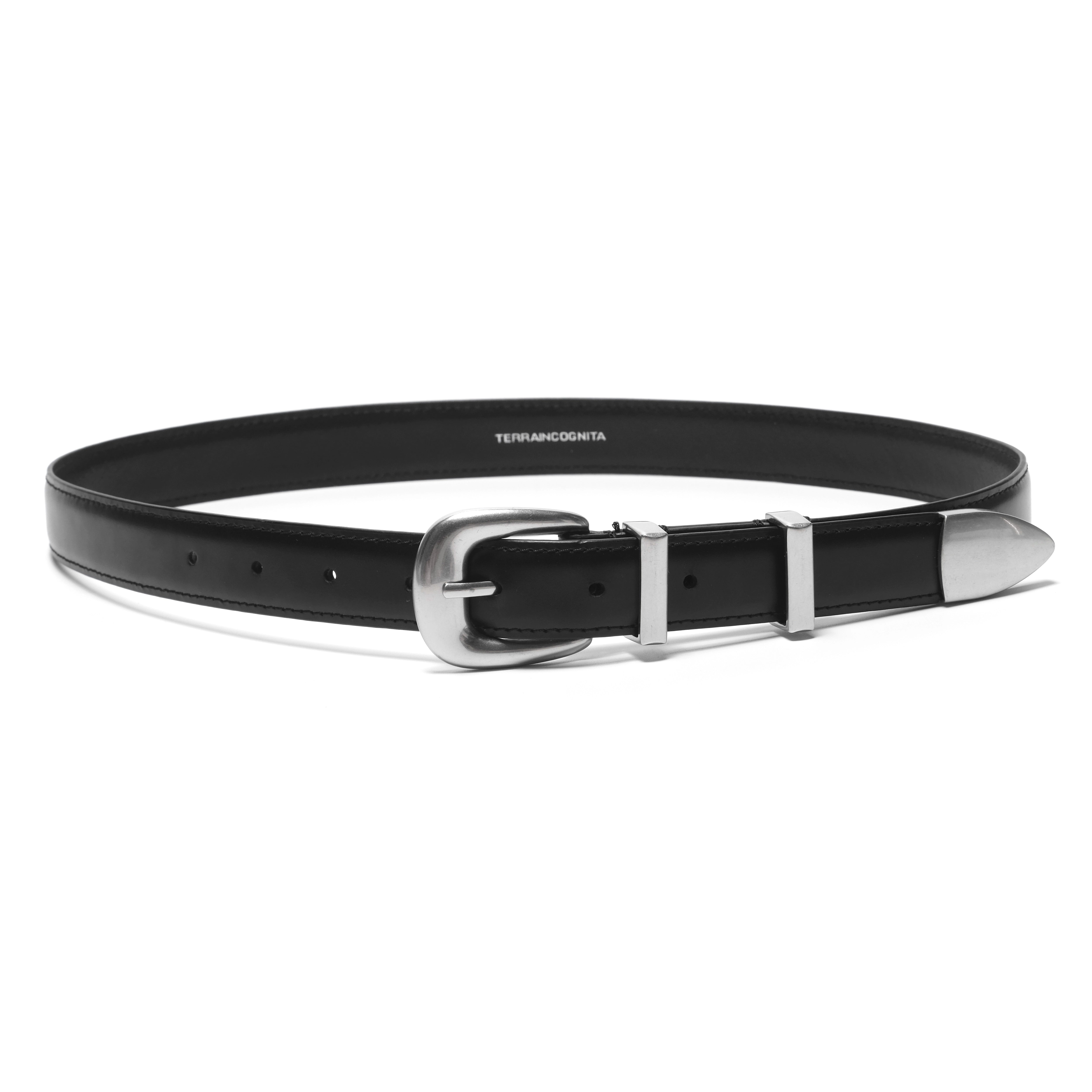 头层牛皮/棕麂皮银扣复古老钱风细款男女腰带TERRAINCOGNITA