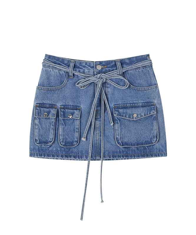 野生zerocircle 牛仔半身裙女秋设计感小众abg辣妹显瘦直筒短裙子