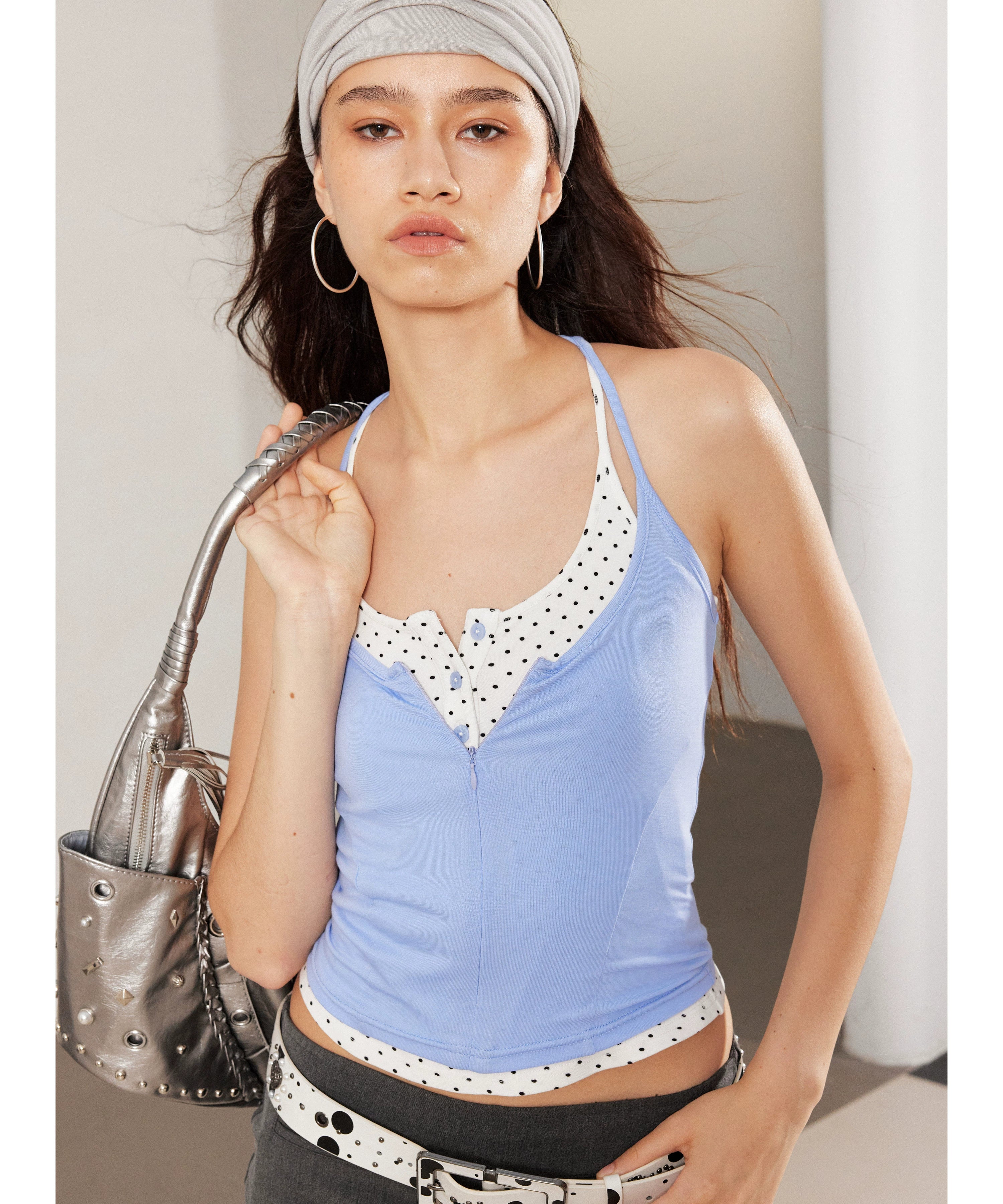 2th Desire真两件复古撞色亲肤叠穿甜辣工字背心吊带无袖上衣女