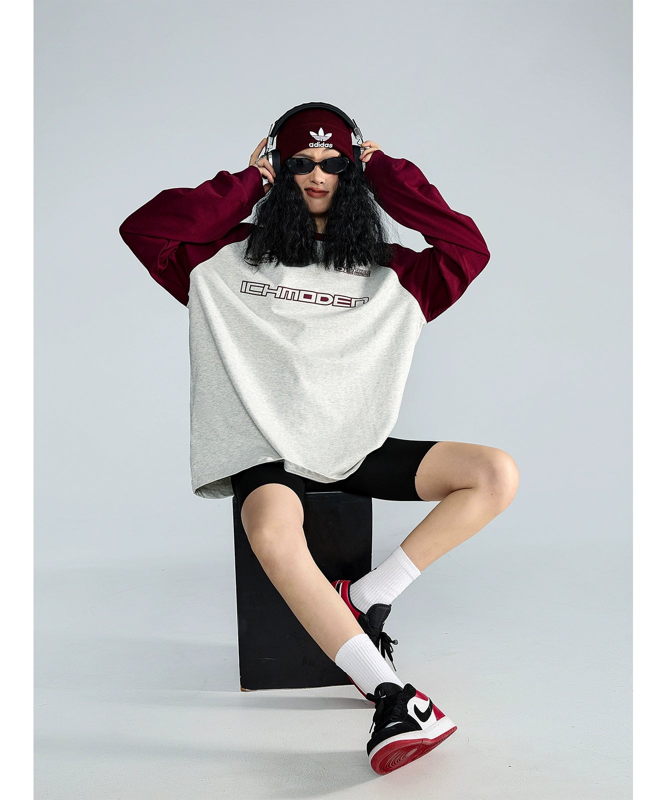 ICH MODE 美式复古圆领卫衣女2025新款秋宽松休闲百搭T恤上衣