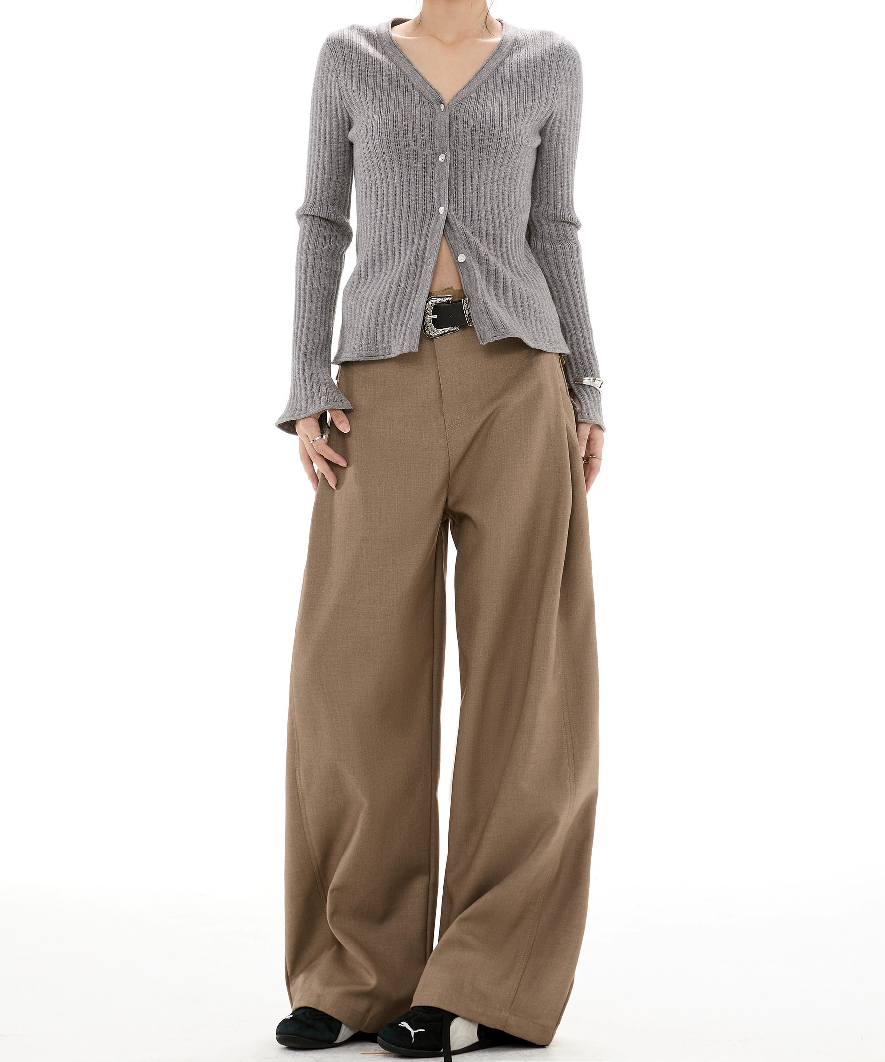 ICH MODE 美式复古宽松直筒休闲裤女新款阔腿裤百搭运动裤西装裤