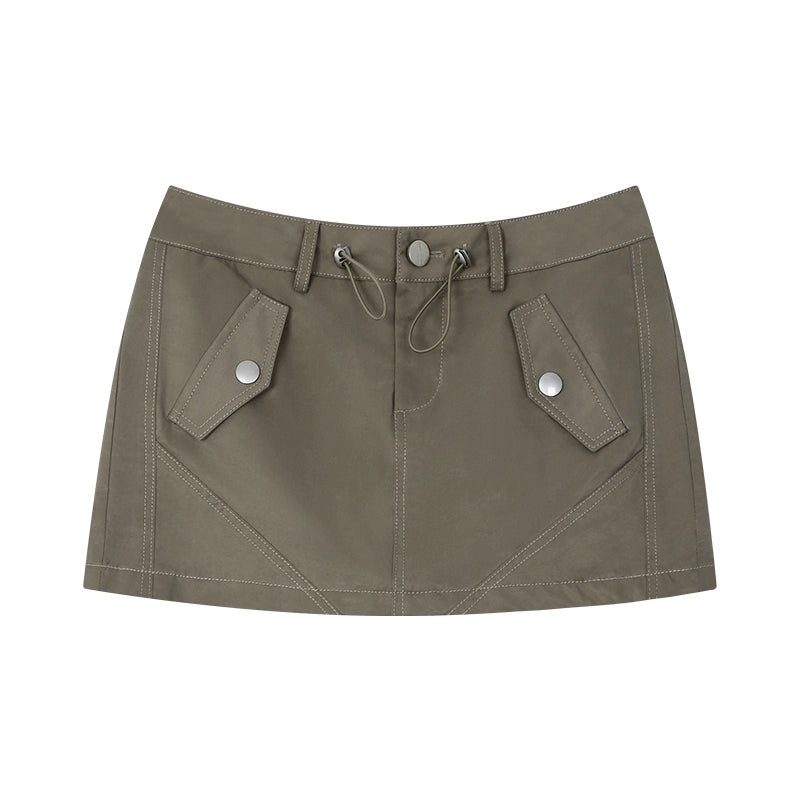 野生zerocircle白灰色半身裙女春夏设计感低腰修身显瘦辣妹短裙子