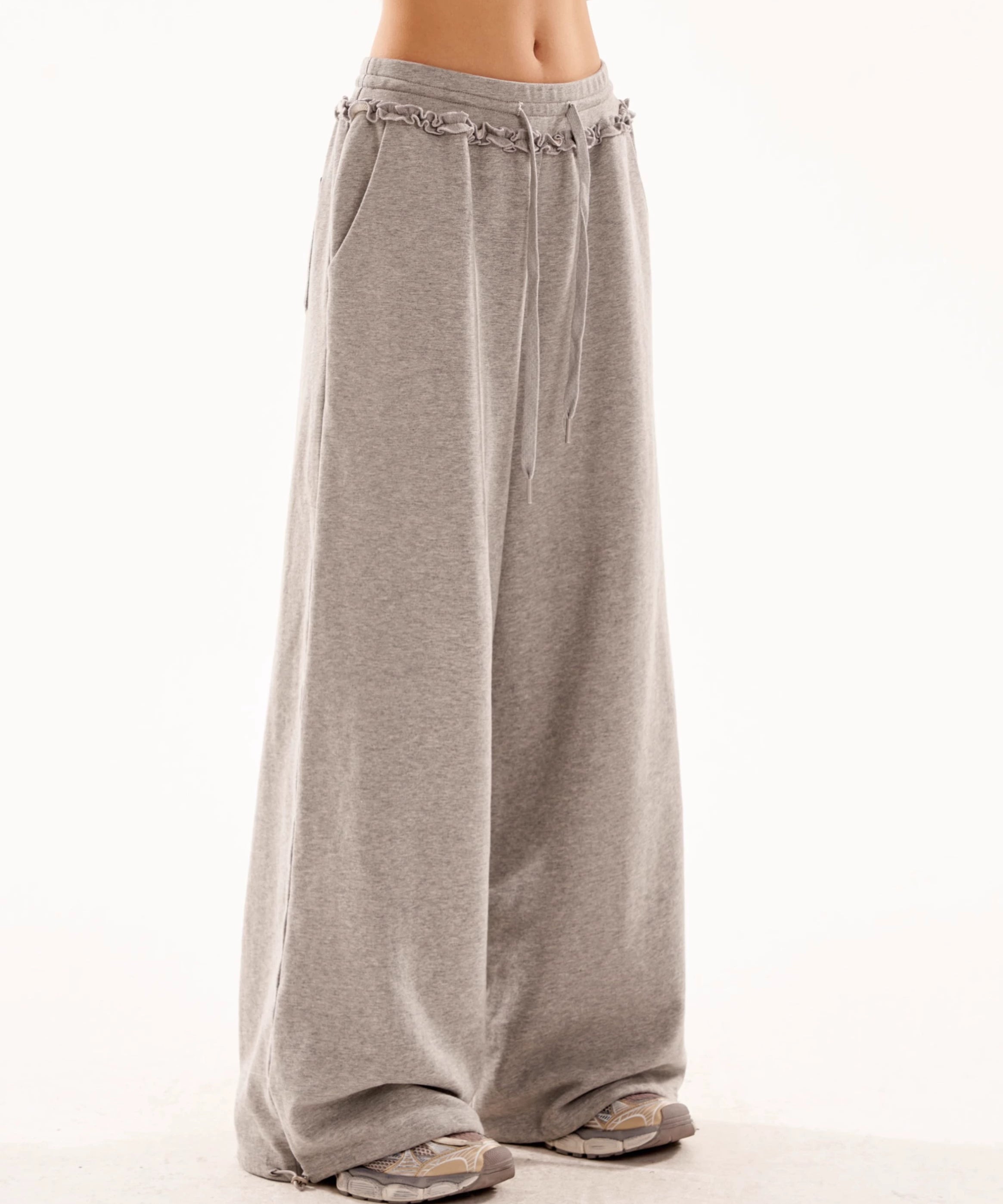 野生zero白黑灰色休闲裤女秋冬显瘦宽松慵懒风松弛感阔腿直筒裤子