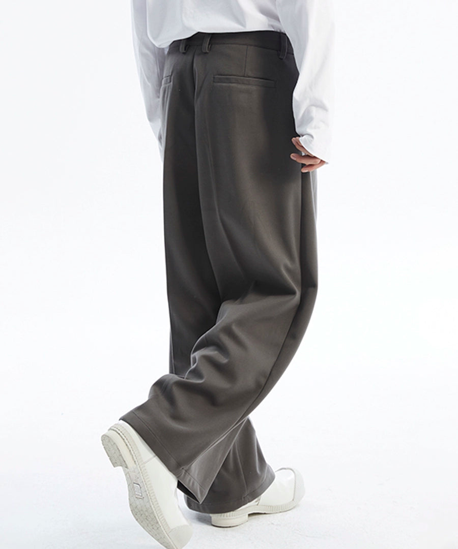 潮WOO专属TERRAINCOGNITA宽松绒感毛呢西裤百搭垂感长裤阔腿裤男