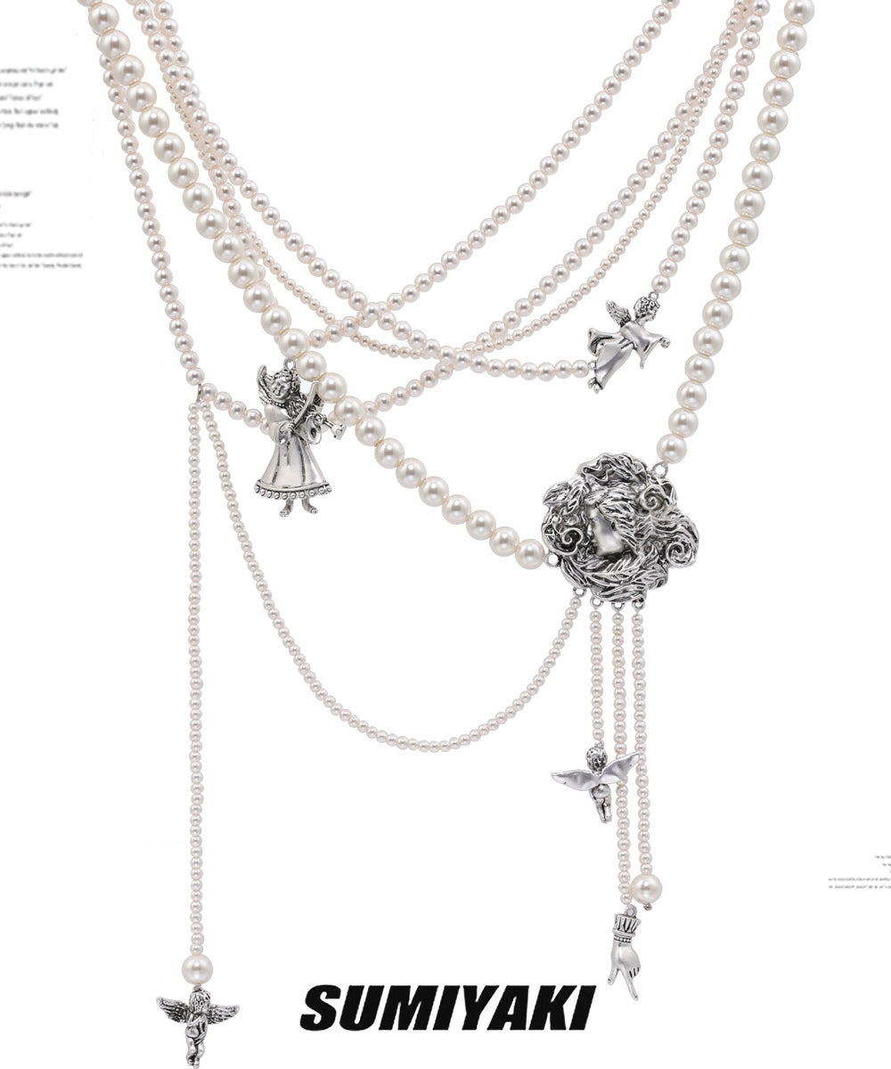 重工bi入款！SUMIYAKI原创美拉德美式珍珠项链重工小众个性毛衣链