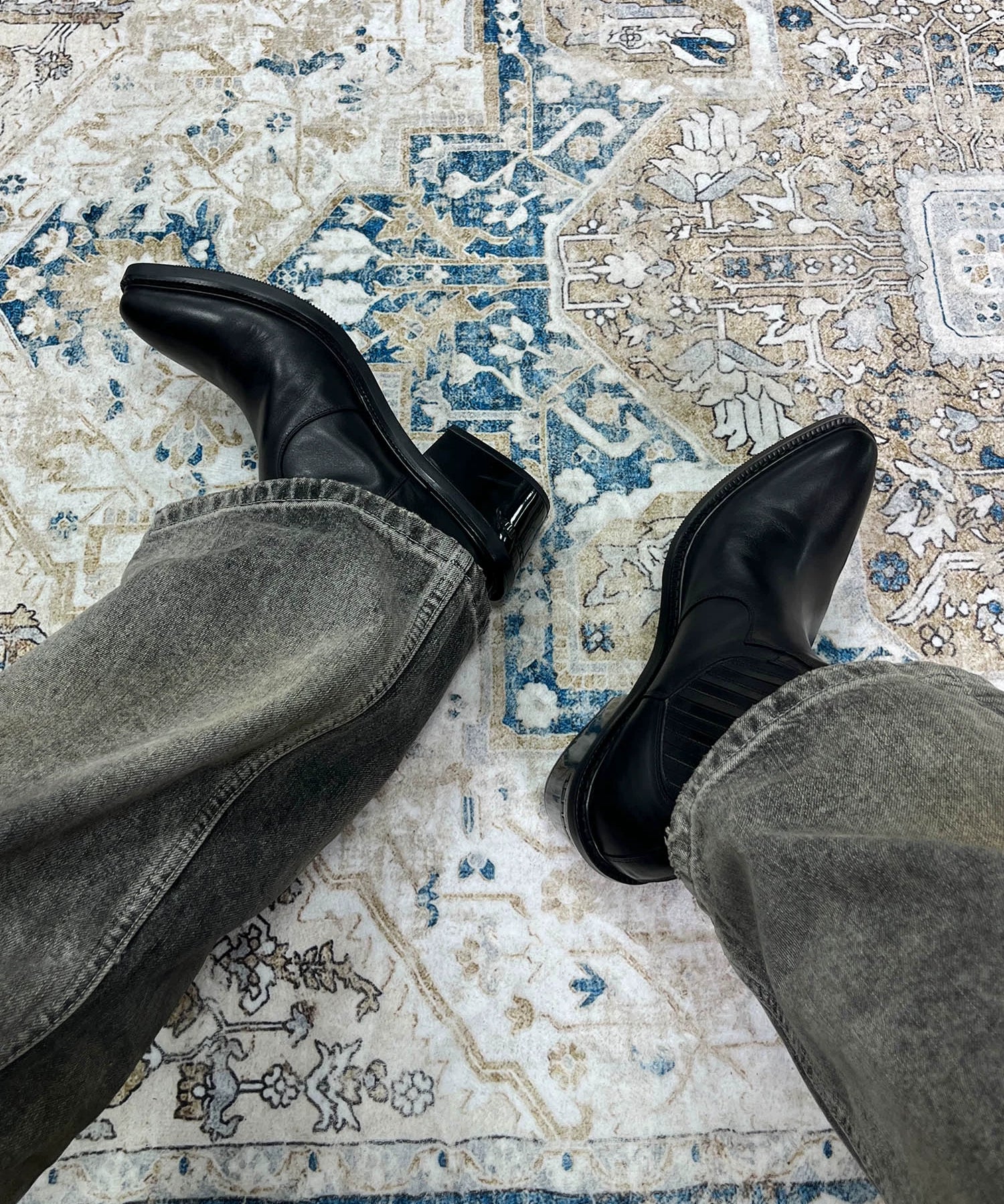 檀健次明星同款小牛皮尖头切尔西靴子休闲皮鞋造型TERRAINCOGNITA