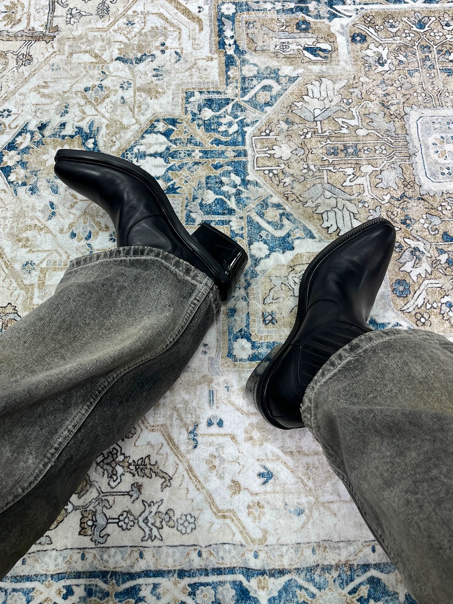 檀健次明星同款小牛皮尖头切尔西靴子休闲皮鞋造型TERRAINCOGNITA