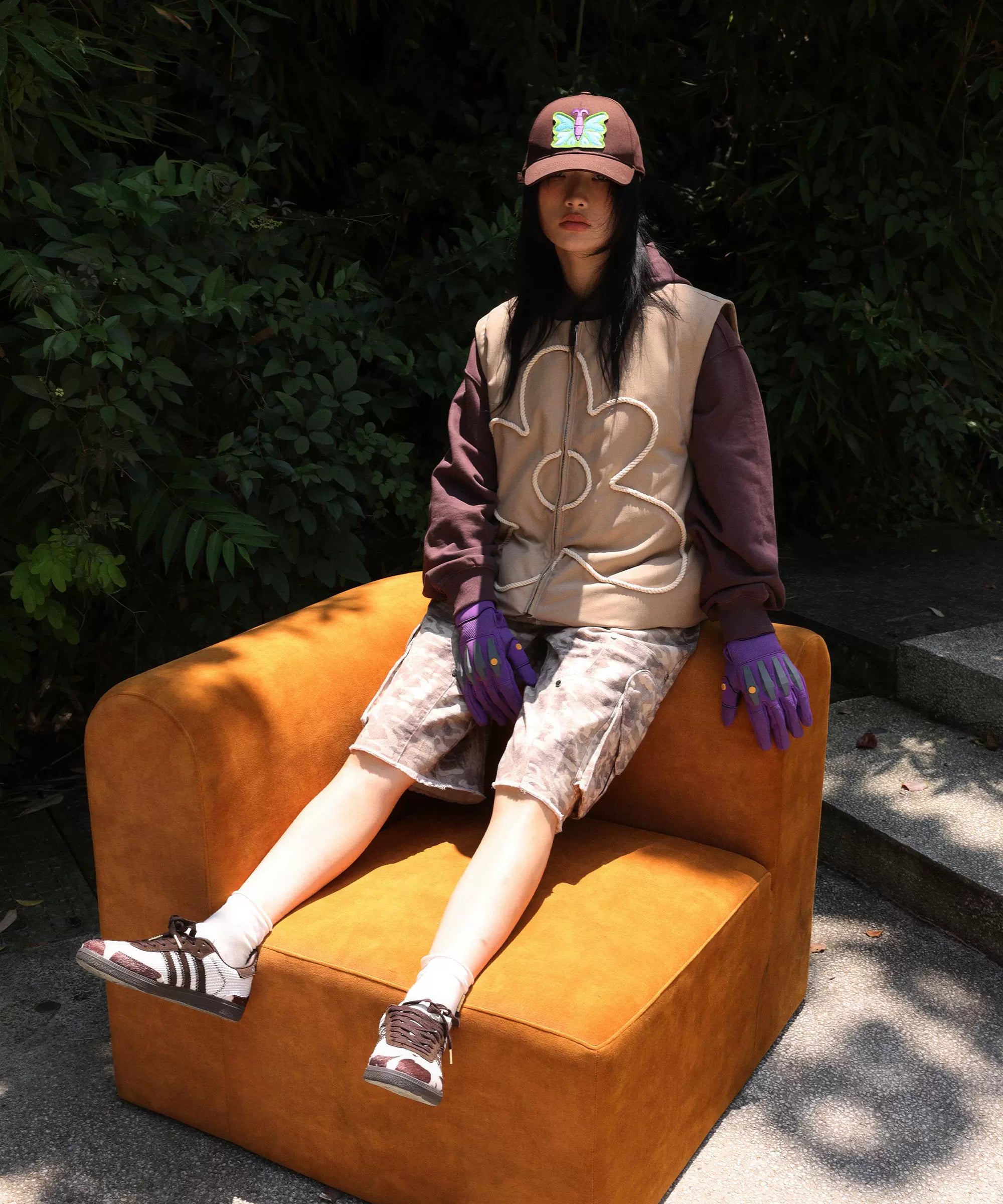 eeeeArtmonster绳绣花朵背心棉马甲加厚保暖坎肩外搭棉服无袖外套