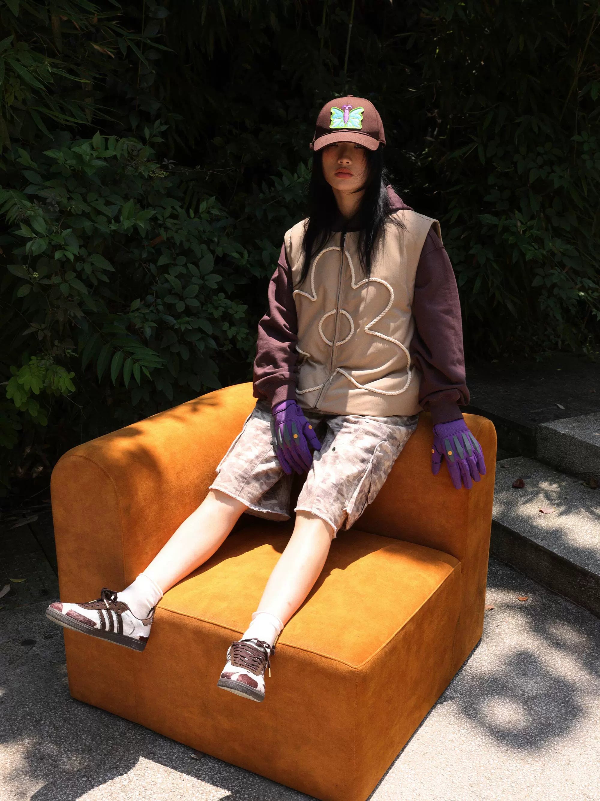 eeeeArtmonster绳绣花朵背心棉马甲加厚保暖坎肩外搭棉服无袖外套