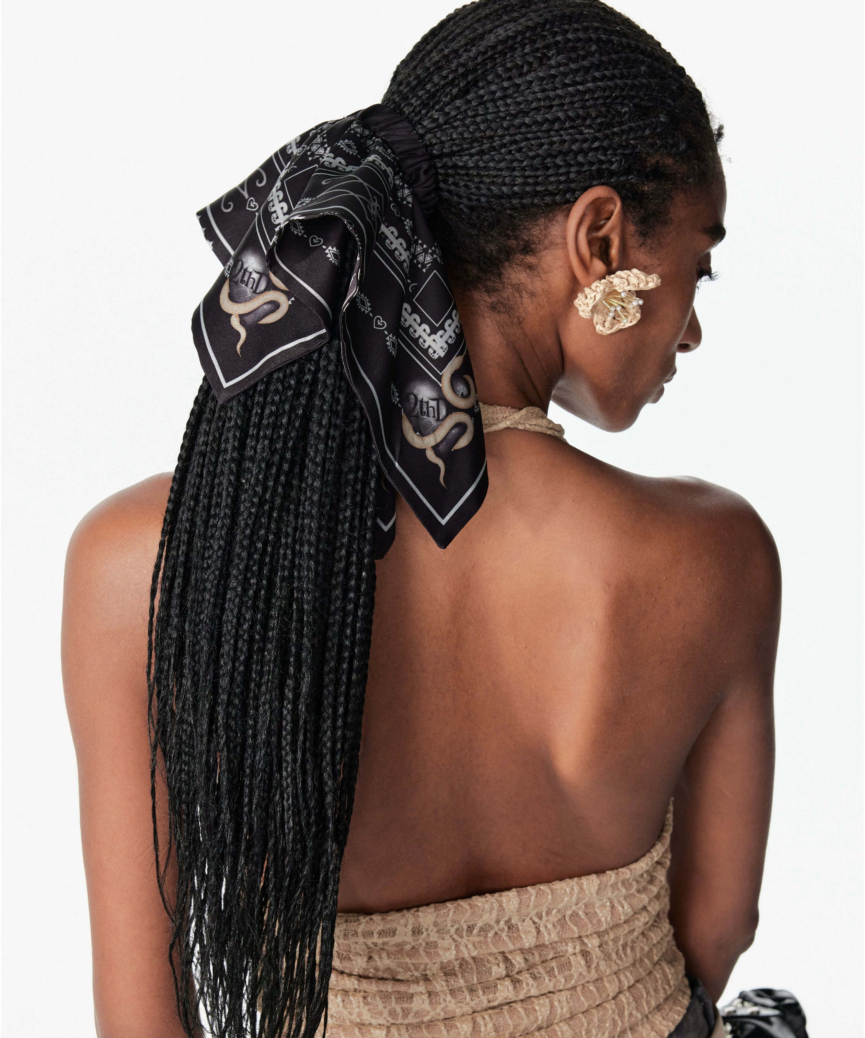 2th Desire复古原创蛇年费尔岛印花图案方巾式发带发圈大肠圈