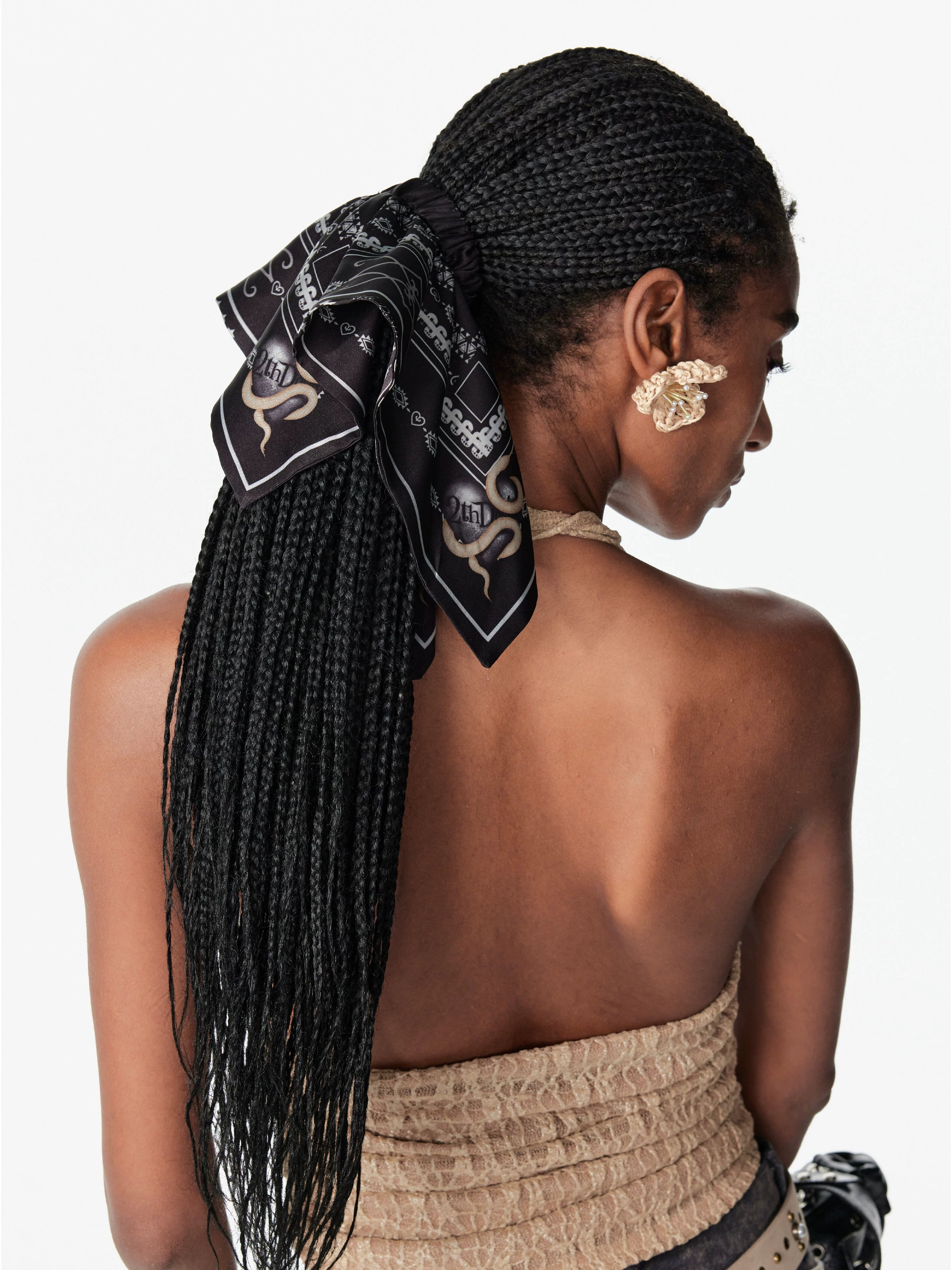 2th Desire复古原创蛇年费尔岛印花图案方巾式发带发圈大肠圈