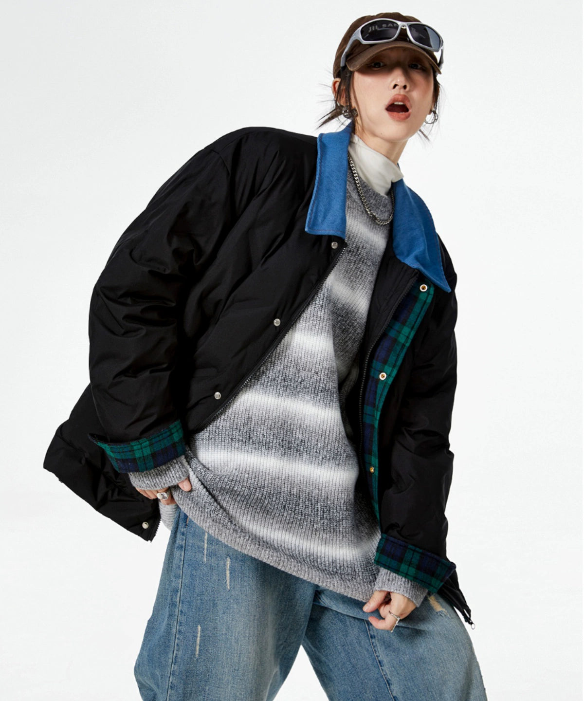 ICH MODE 美式复古棉服夹棉外套女款秋冬季轻薄棉衣棉袄夹克新款