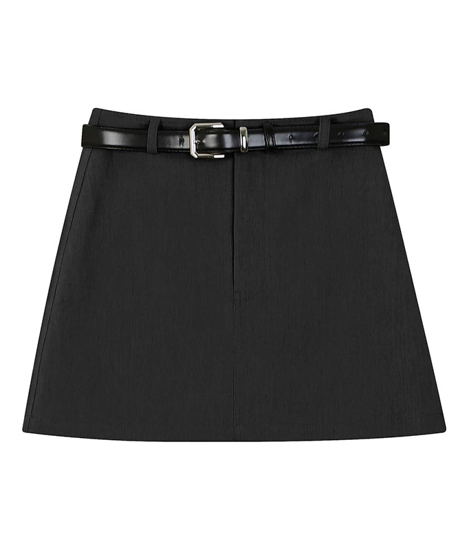 野生zerocircle 灰黑色半身裙女春夏设计感高腰a字显瘦辣妹短裙子