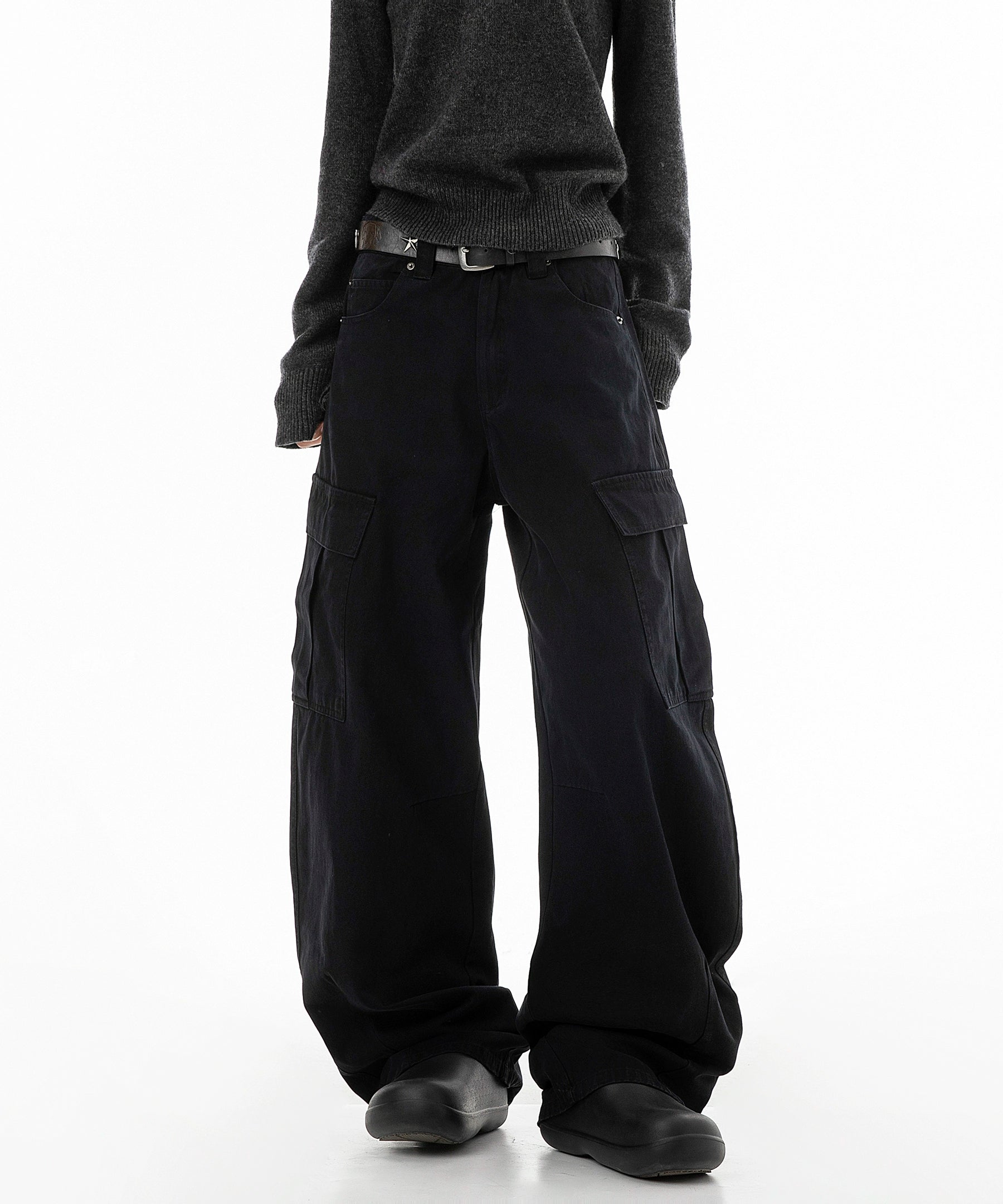 ICH MODE 美式口袋工装裤女2025新款流行宽松休闲裤直筒阔腿裤子