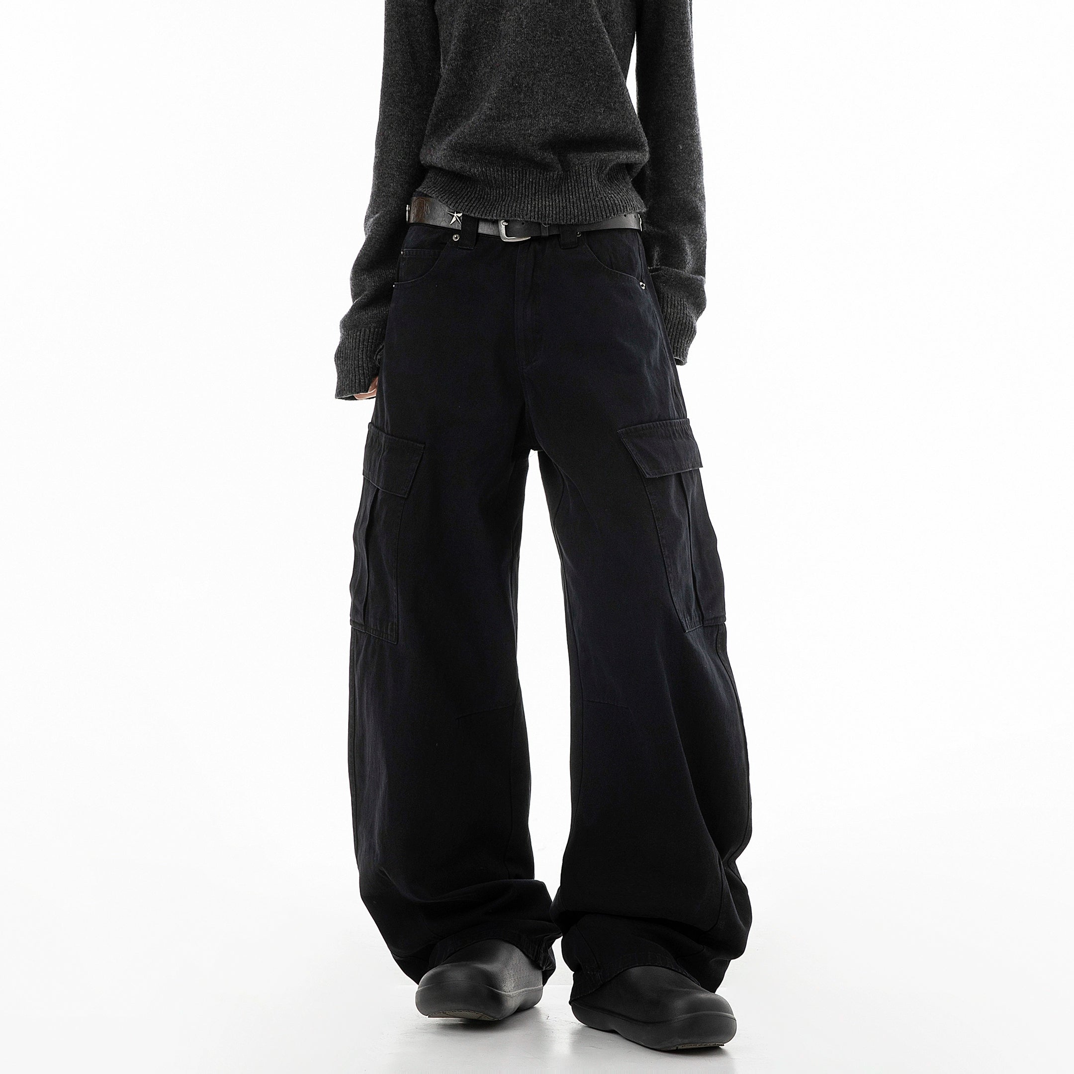 ICH MODE 美式口袋工装裤女2025新款流行宽松休闲裤直筒阔腿裤子