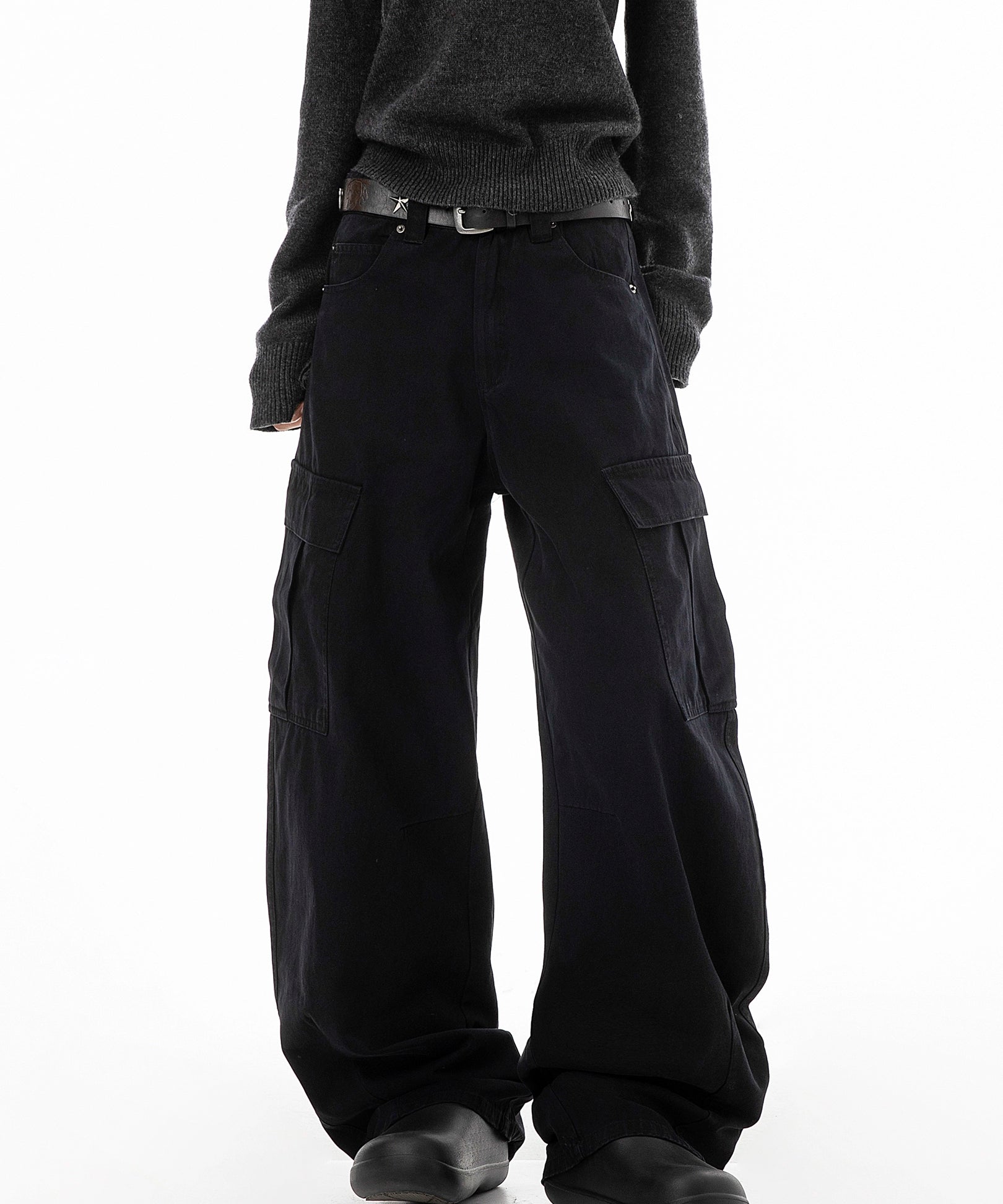 ICH MODE 美式口袋工装裤女2025新款流行宽松休闲裤直筒阔腿裤子