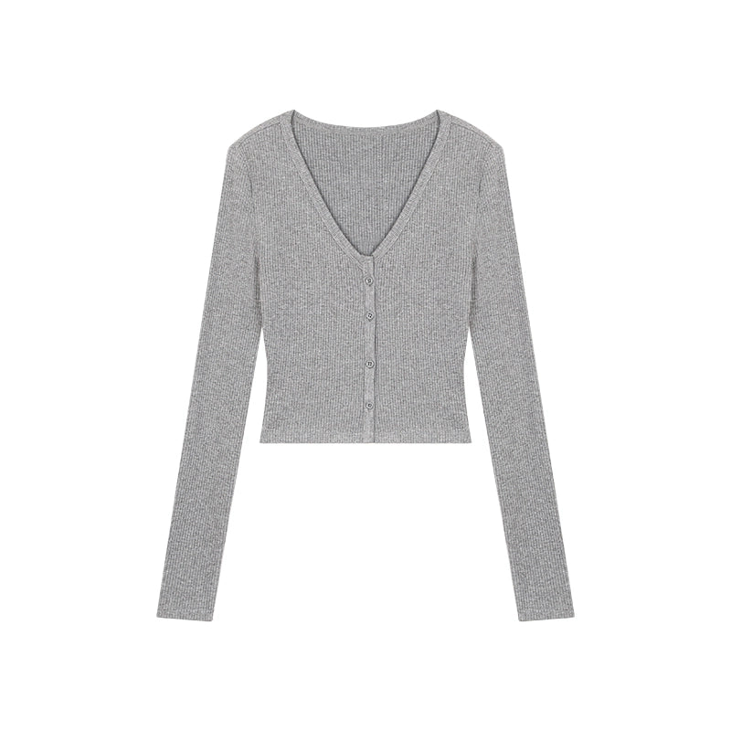 野生zero灰色针织开衫三件套装女春夏季抹胸辣妹上衣修身微喇裤子