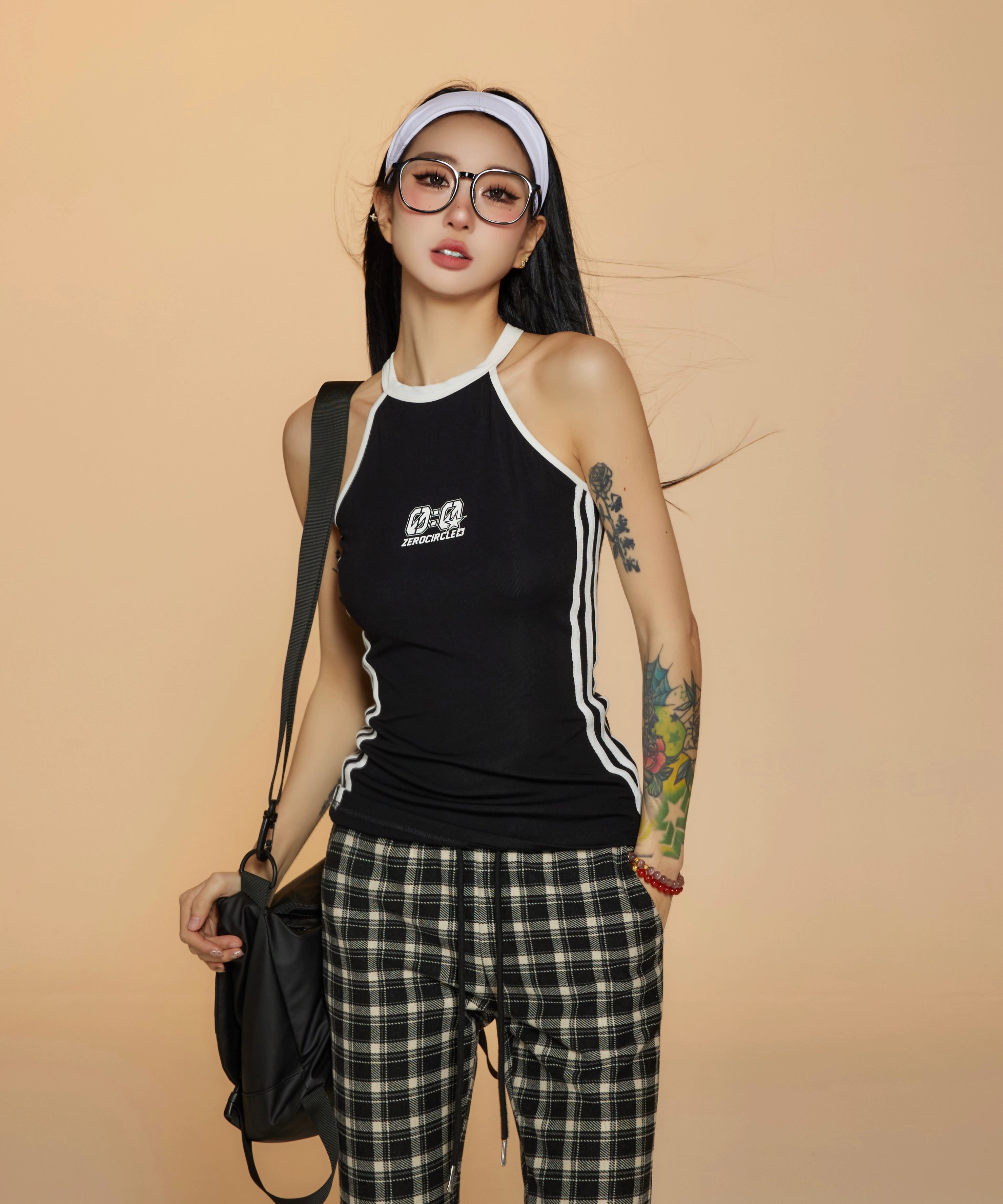 野生zero黑红绿色无袖背心女夏外穿内搭辣妹小众印花显瘦紧身上衣