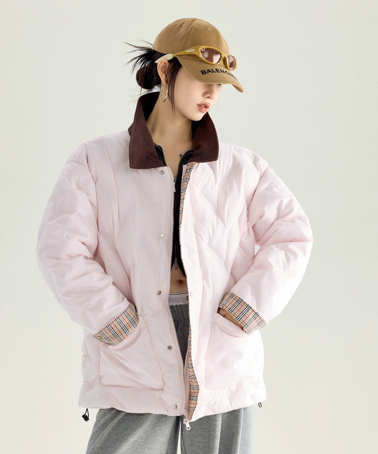 ICH MODE 美式复古棉服夹棉外套女款秋冬季轻薄棉衣棉袄夹克新款